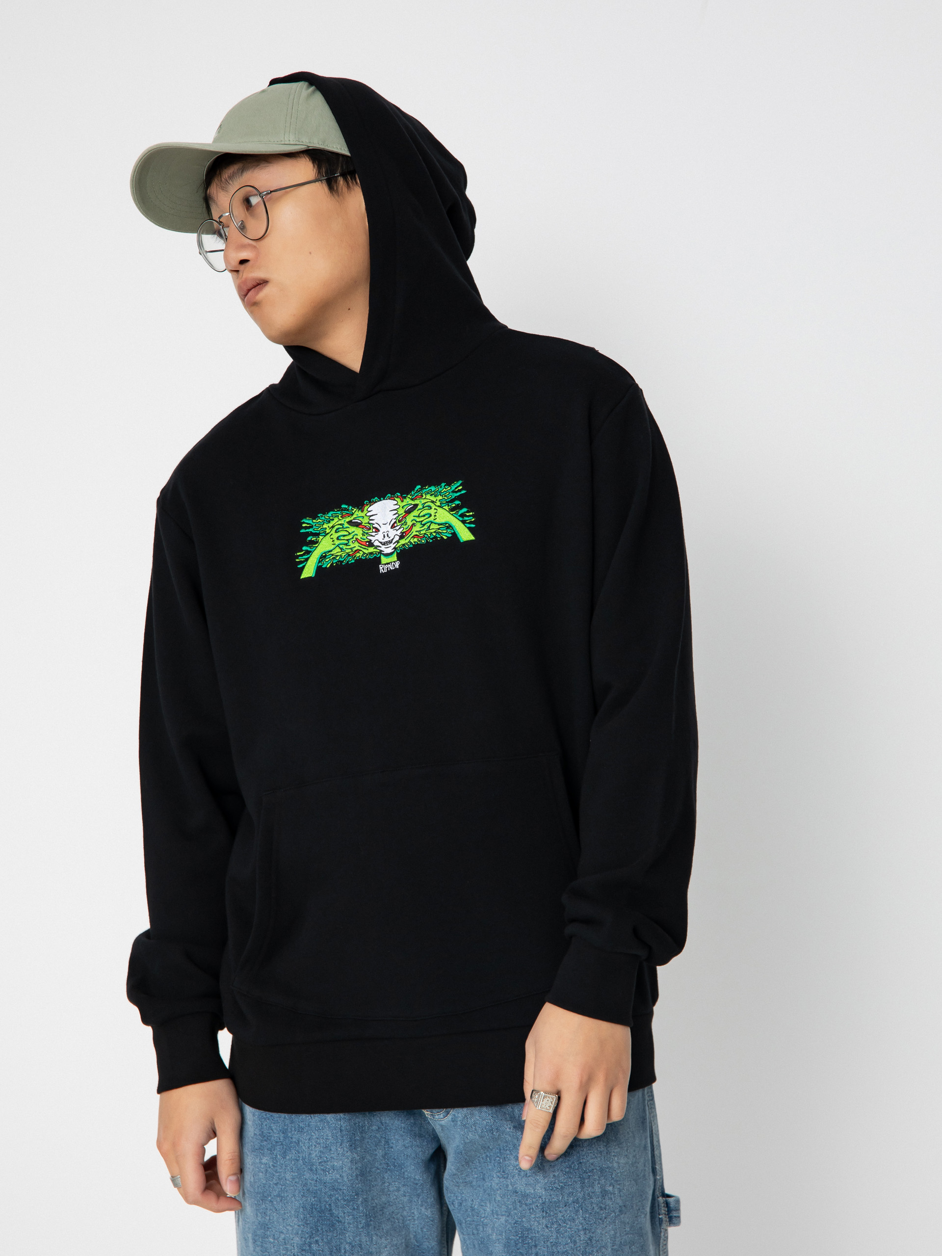 RipNDip Skull Face HD Kapucnis pulóver (black)