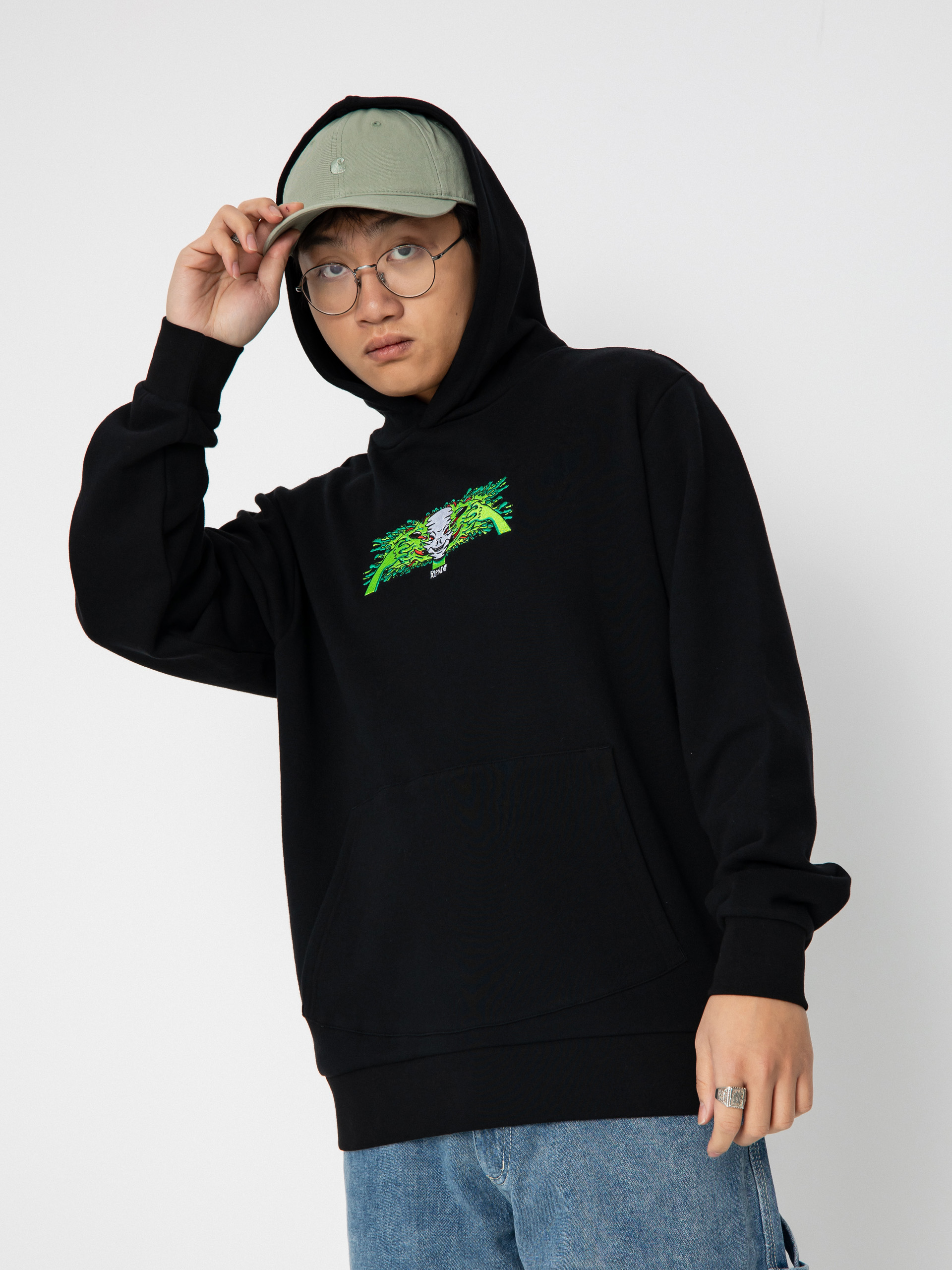 RipNDip Skull Face HD Kapucnis pulóver (black)