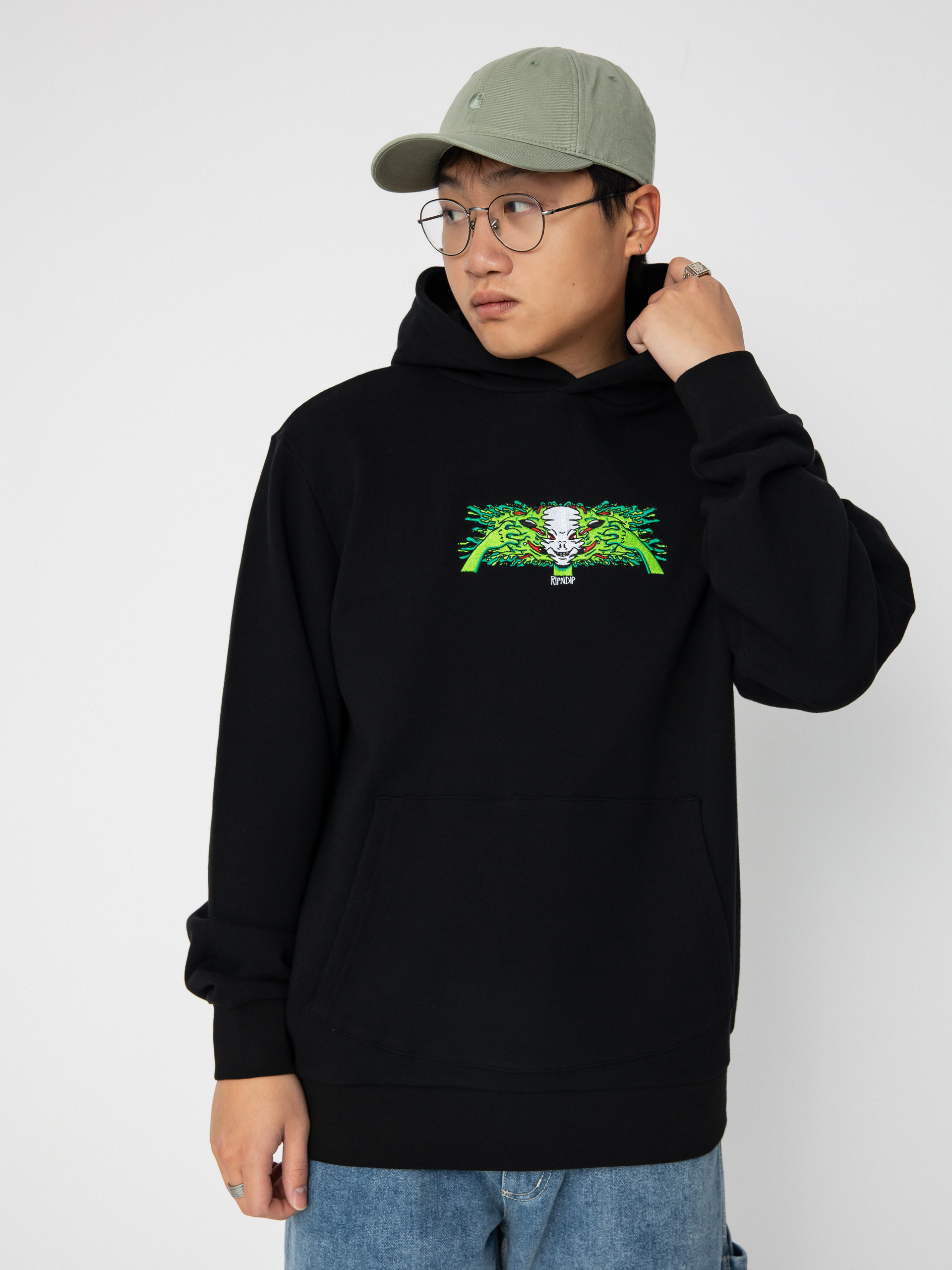 RipNDip Skull Face HD Kapucnis pulóver (black)