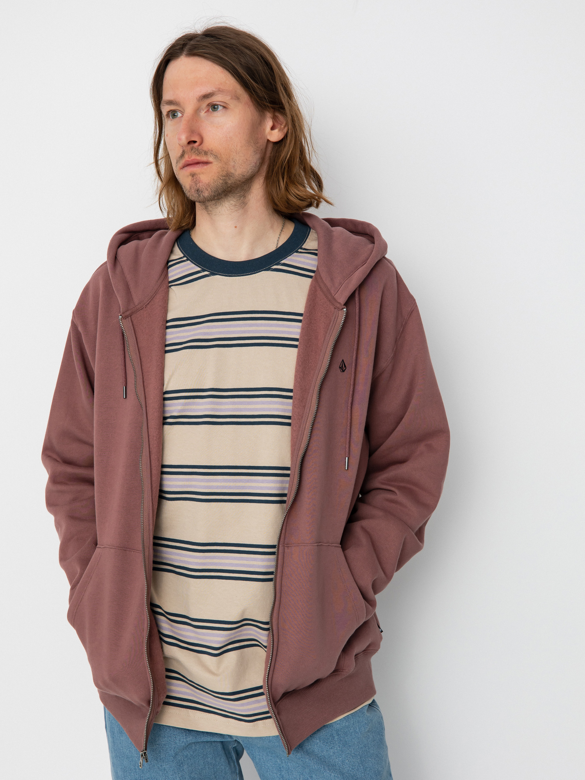 Volcom Sngl Stn ZHD Kapucnis pulóver (bordeaux brown)