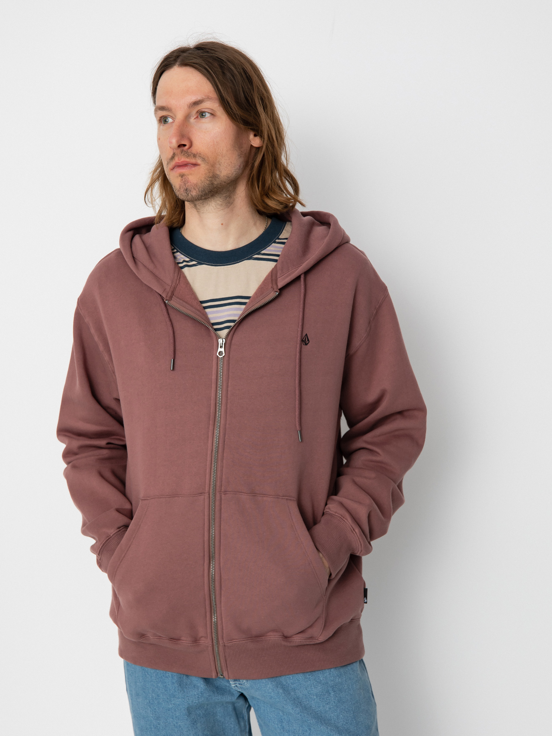 Volcom Sngl Stn ZHD Kapucnis pulóver (bordeaux brown)