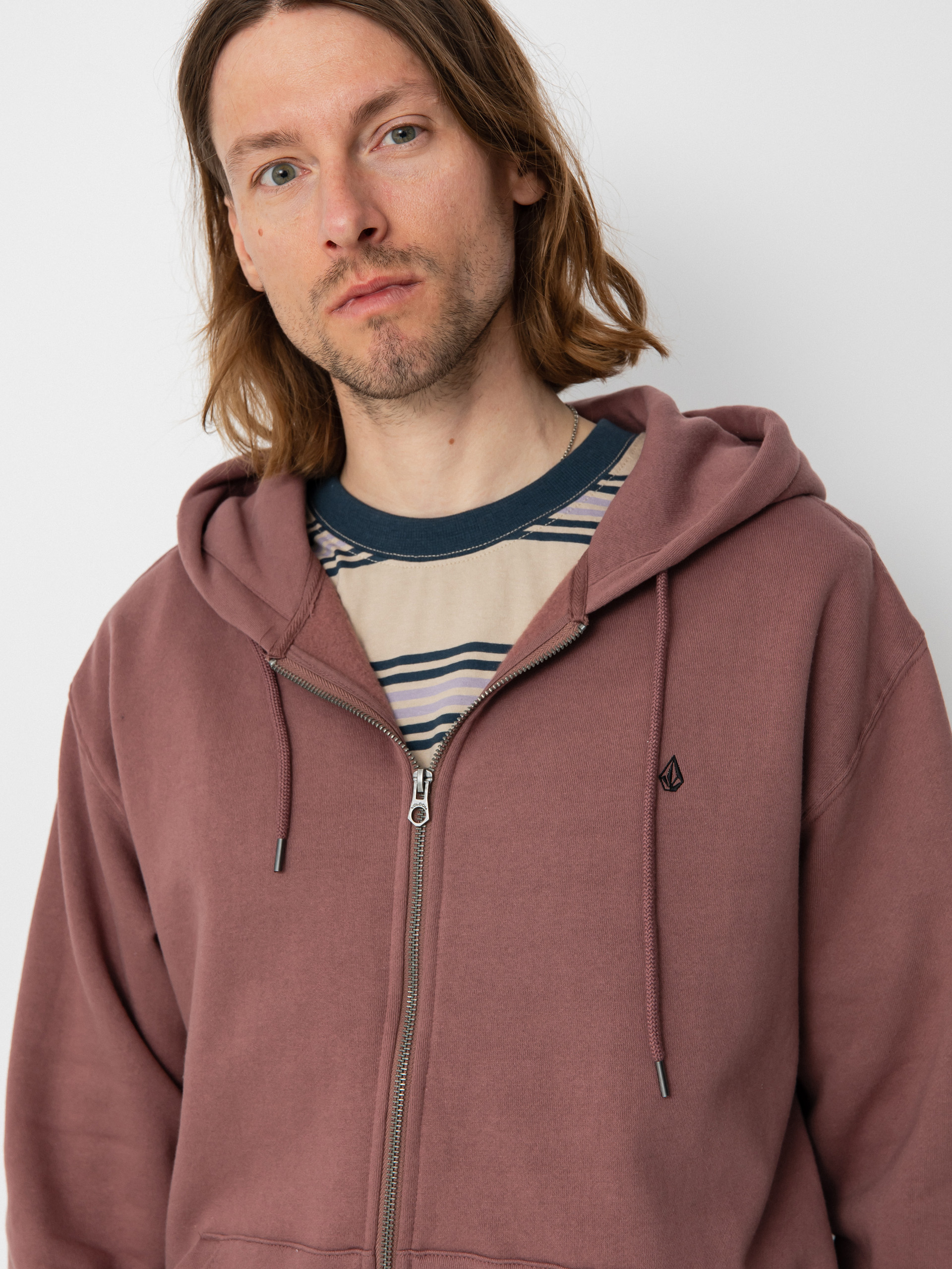 Volcom Sngl Stn ZHD Kapucnis pulóver (bordeaux brown)