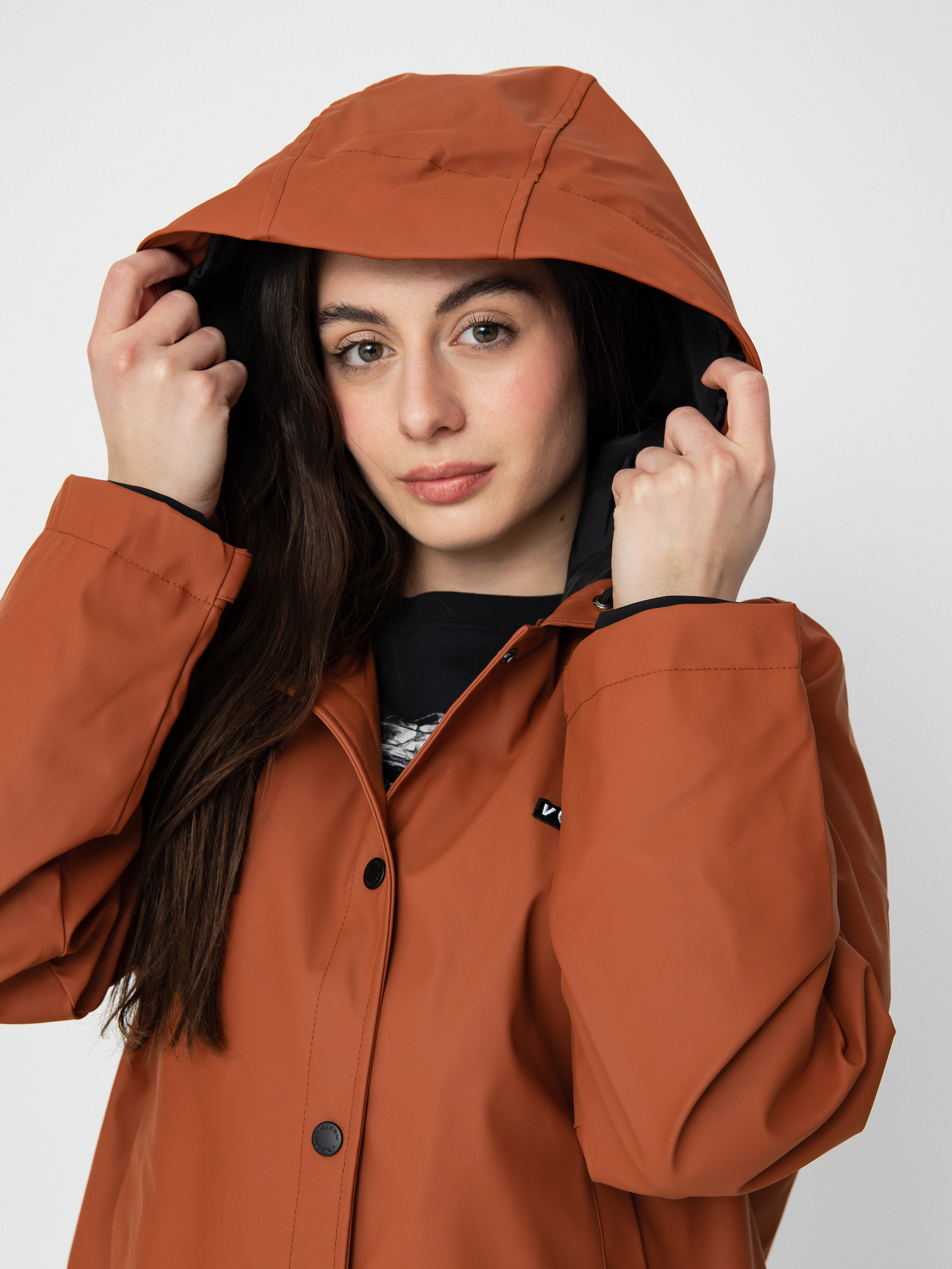 Volcom Sprain Dead Raincoat Dzseki Wmn (dark clay)