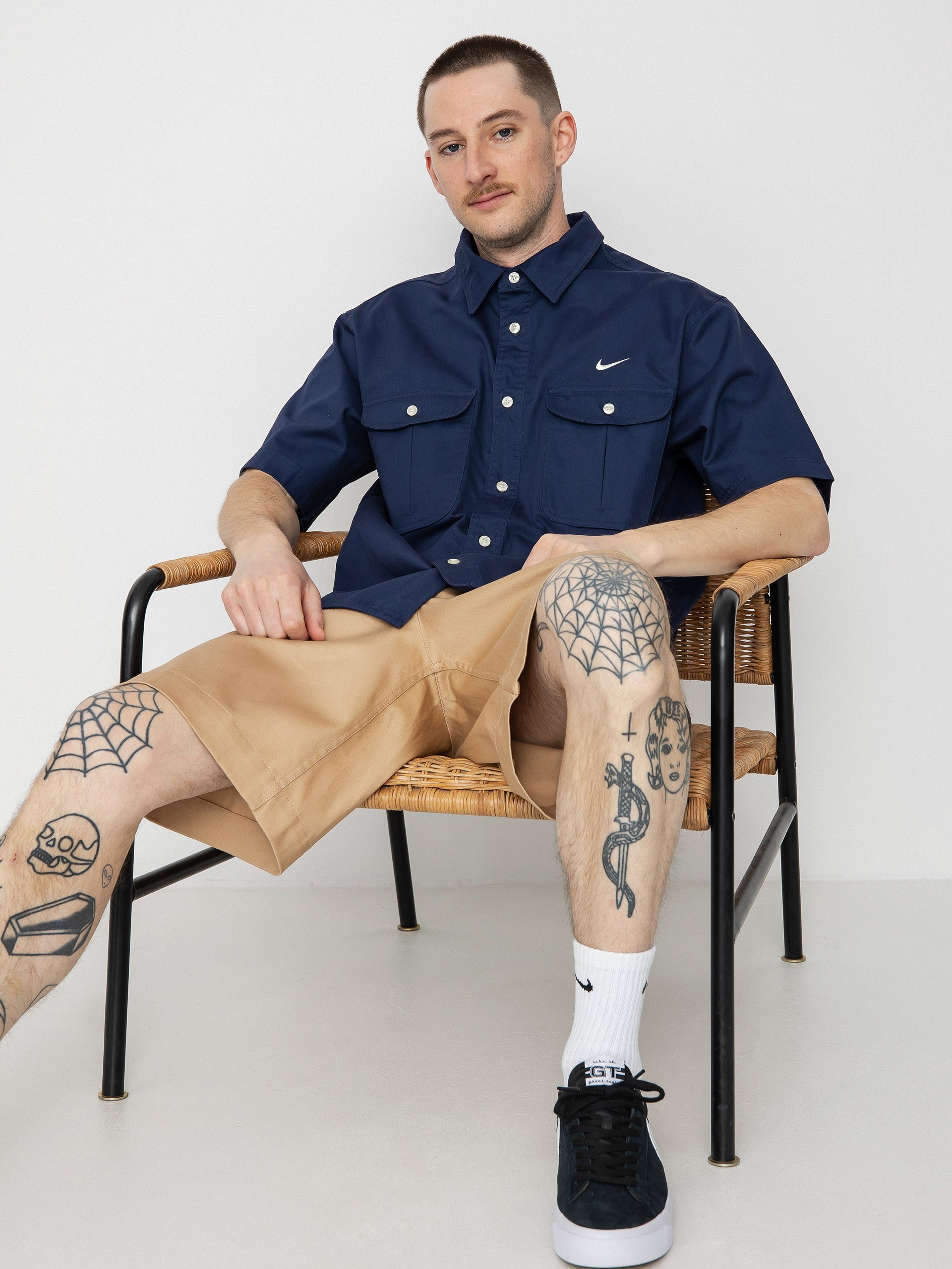 Nike SB Tanglin Woven Button Up Ing (midnight navy/coconut milk)