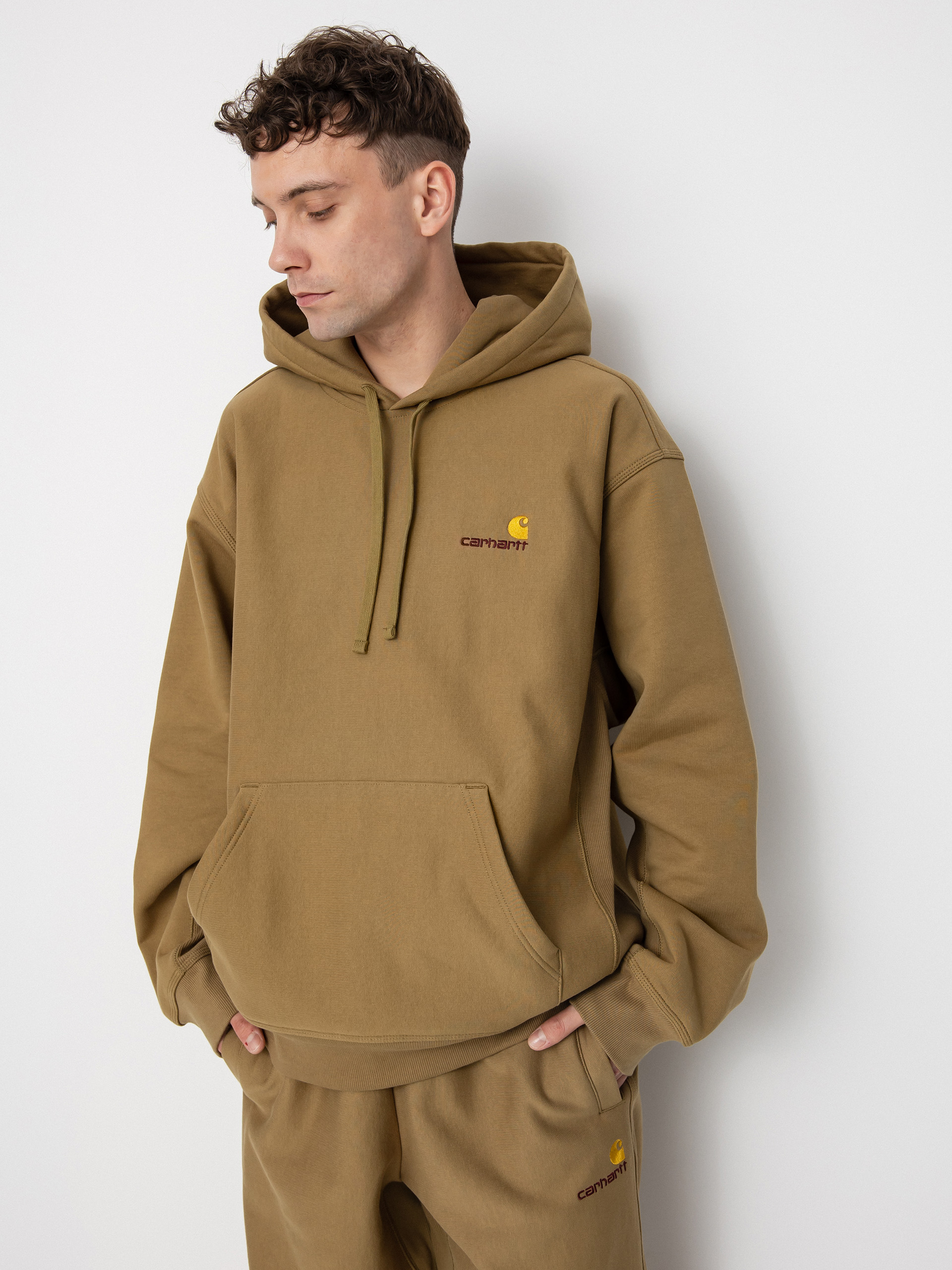 Carhartt WIP American Script HD Kapucnis pulóver (larch)