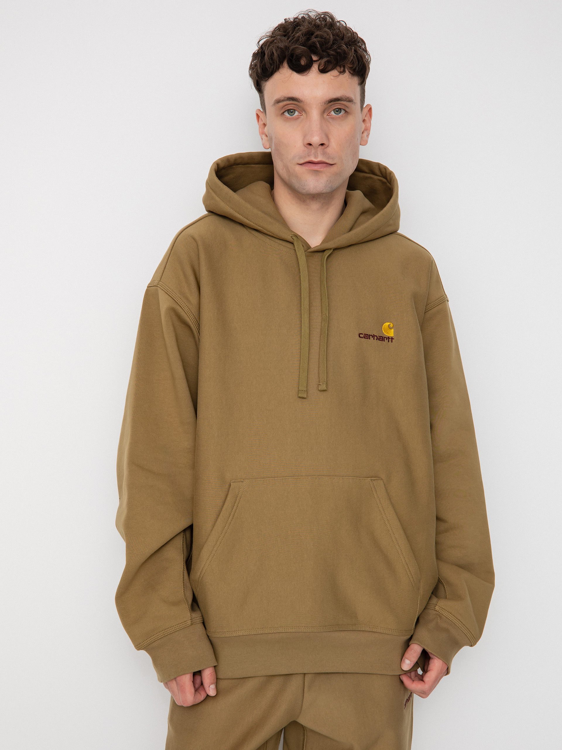 Carhartt WIP American Script HD Kapucnis pulóver (larch)