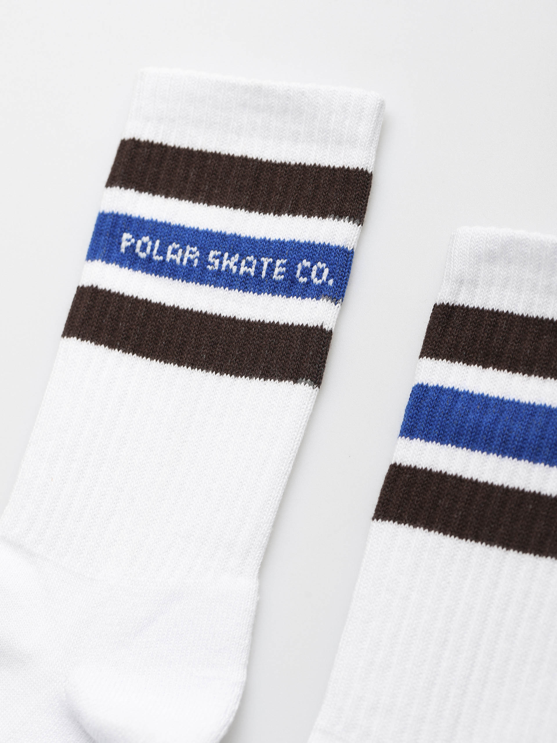 Polar Skate Fat Stripe Zokni (white/brown/blue)