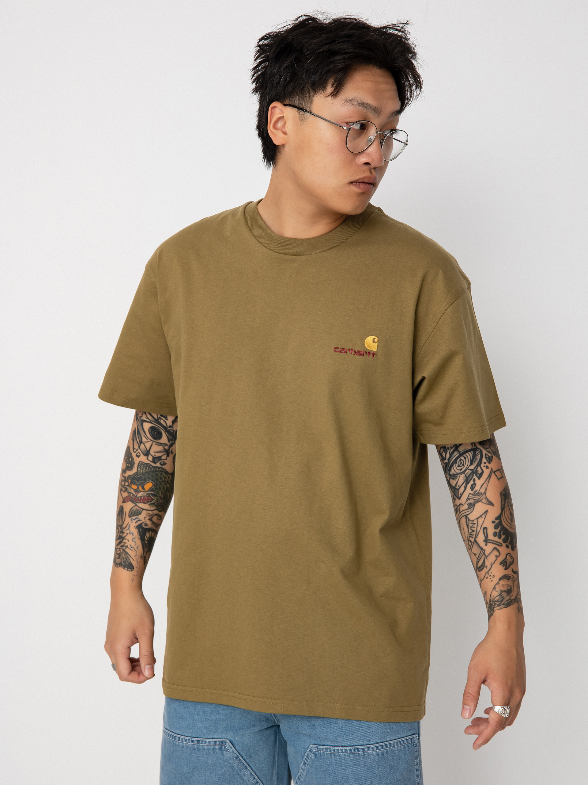 Carhartt WIP American Script póló (larch)