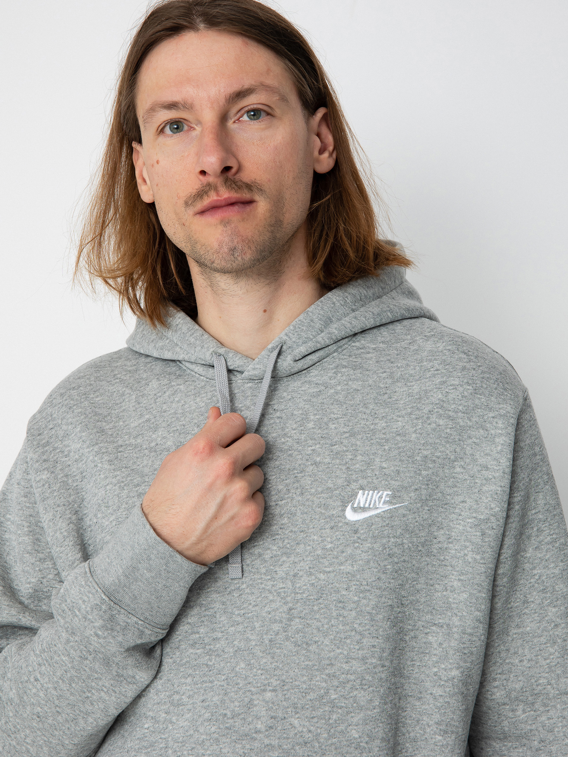 Nike Club Hoodie Po Bb HD Kapucnis pulóver (dk grey heather/matte silver/white)