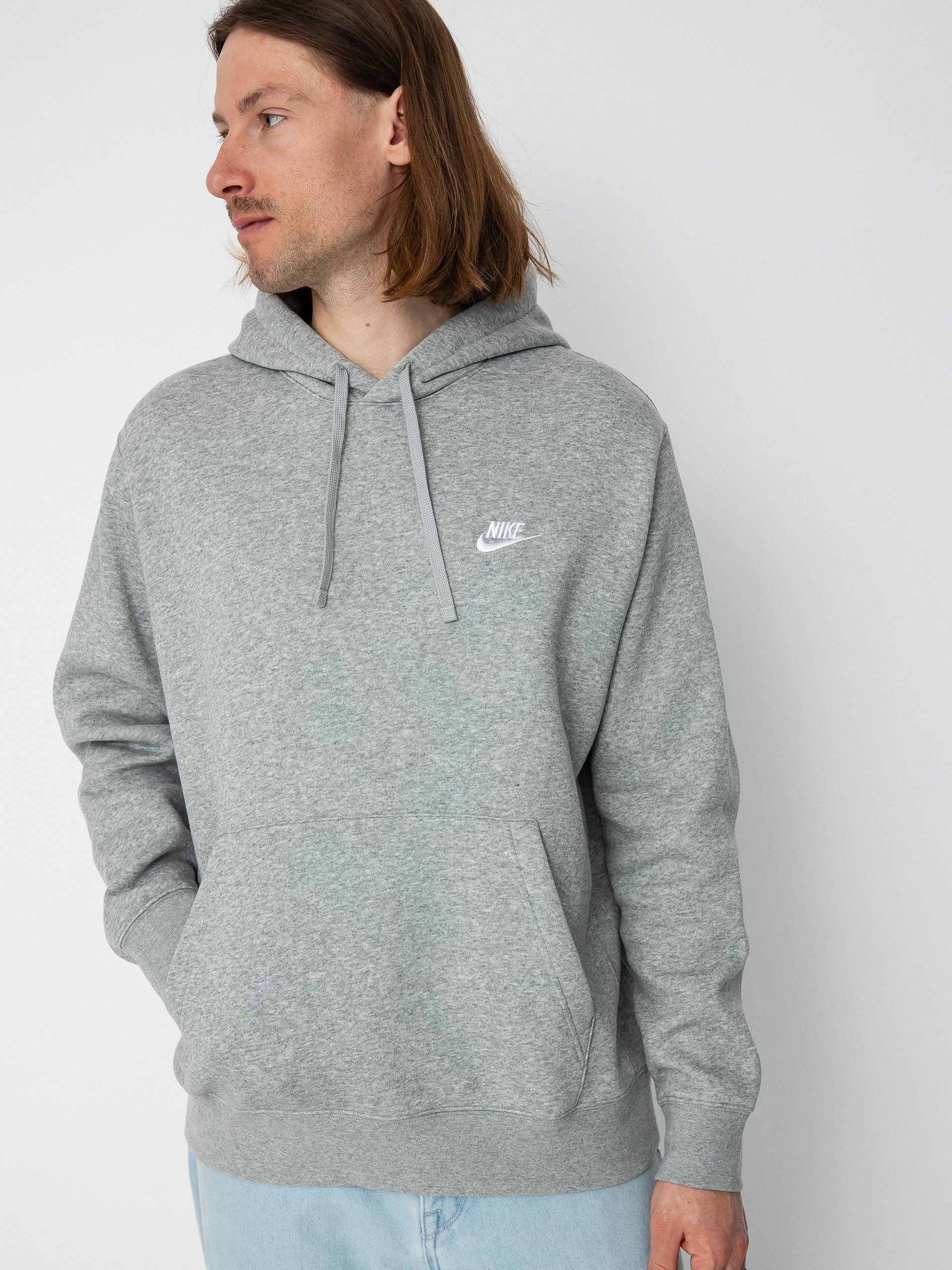Nike Club Hoodie Po Bb HD Kapucnis pulóver (dk grey heather/matte silver/white)