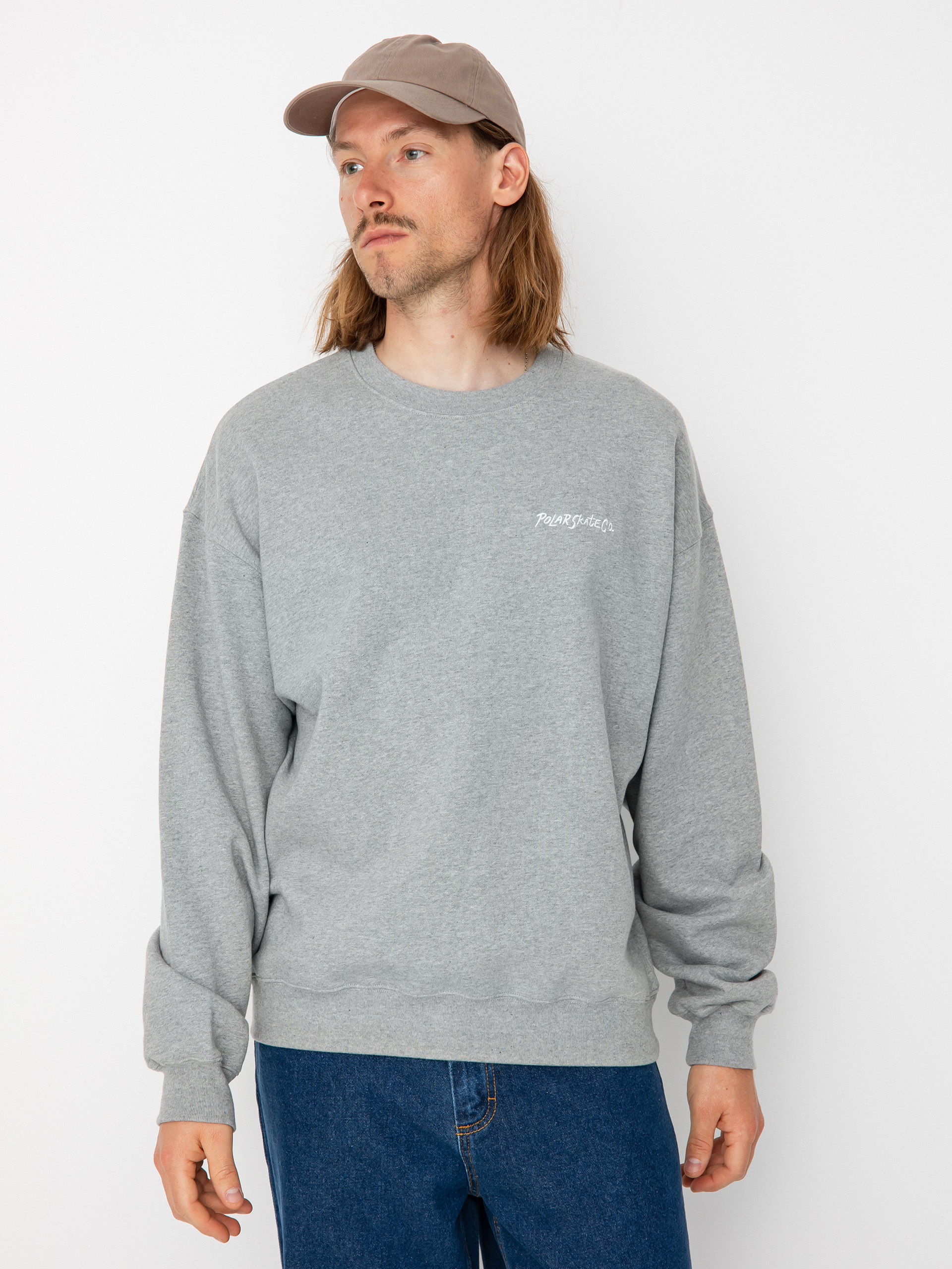 Polar Skate Surf Logo Crewneck Pulóver (heather grey)