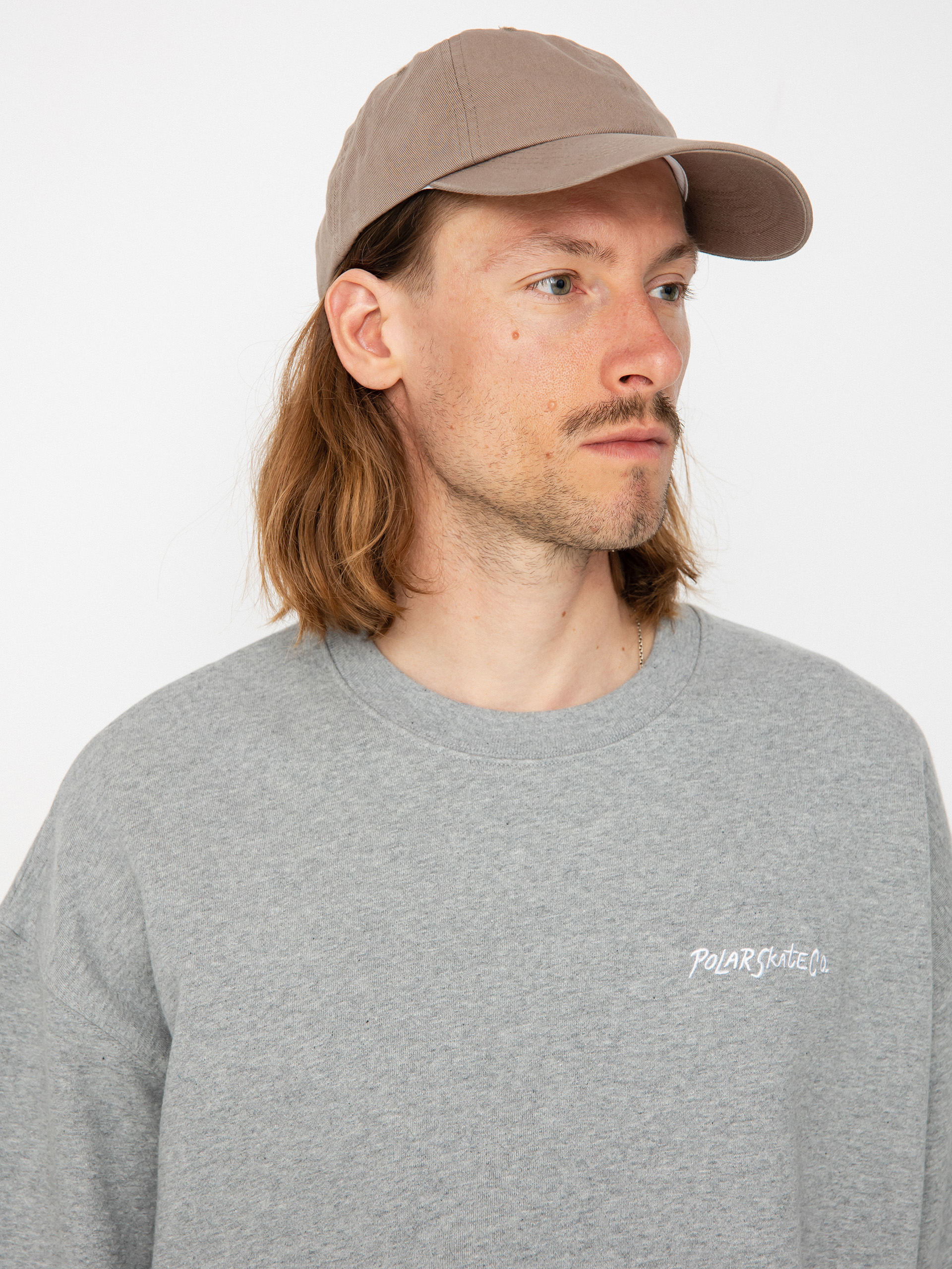 Polar Skate Surf Logo Crewneck Pulóver (heather grey)