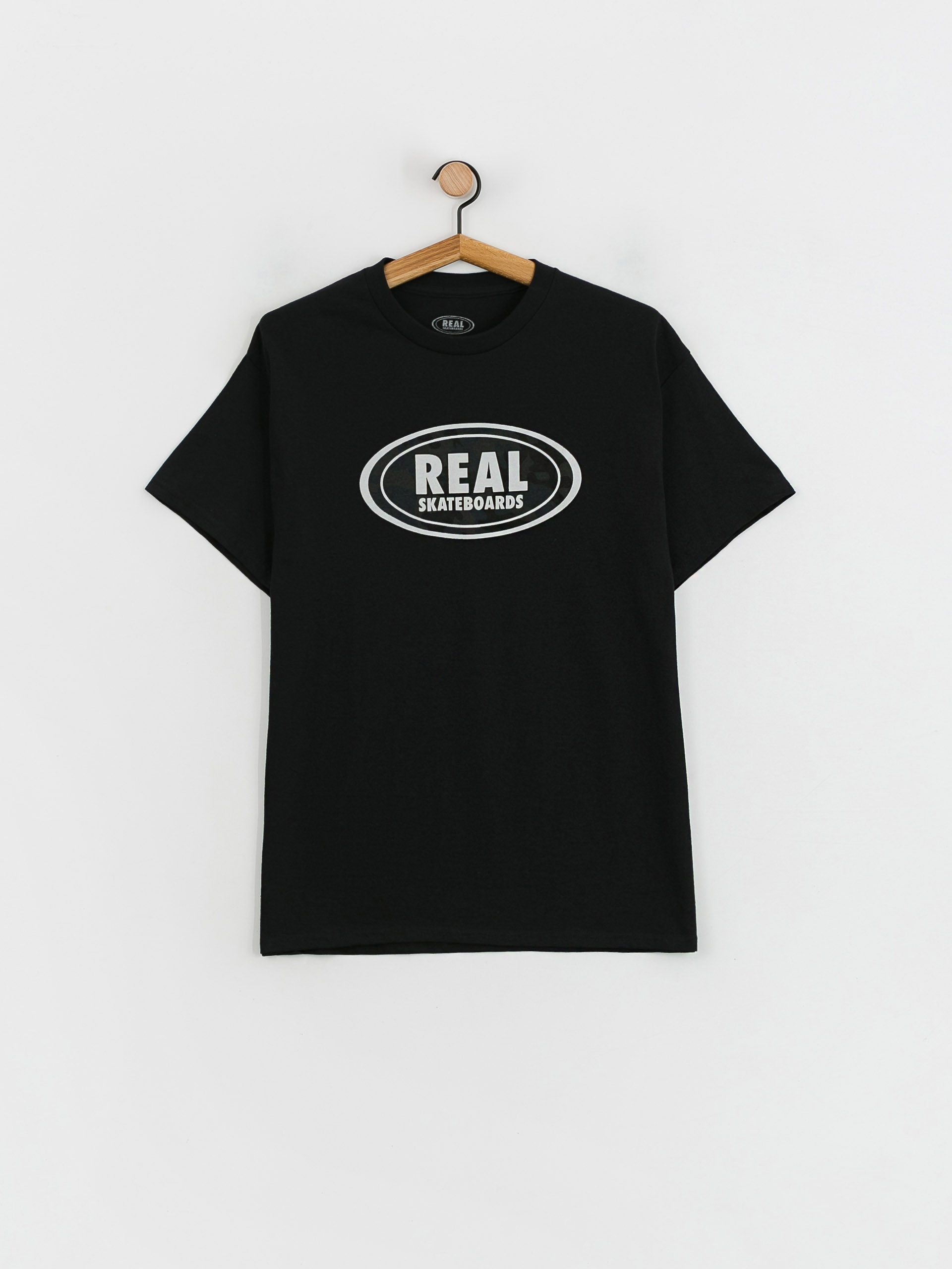 Real Oval póló (black w/grey & black print)