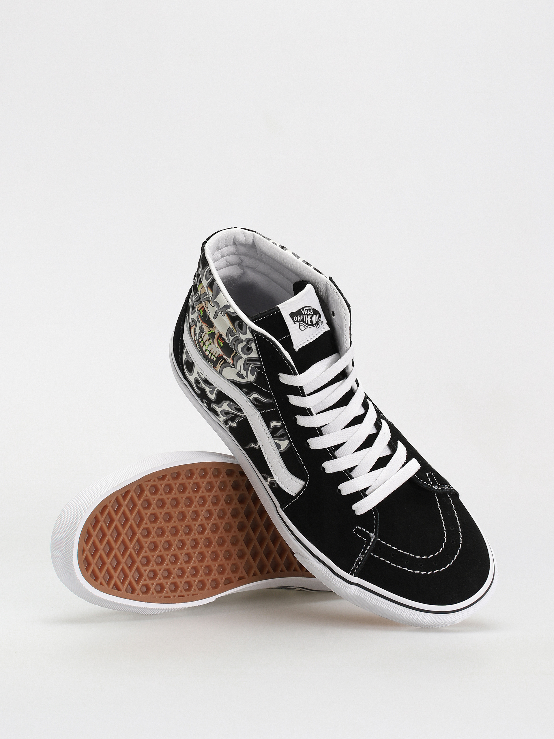 Vans Sk8 Hi Cipők (flame skull black/true white)