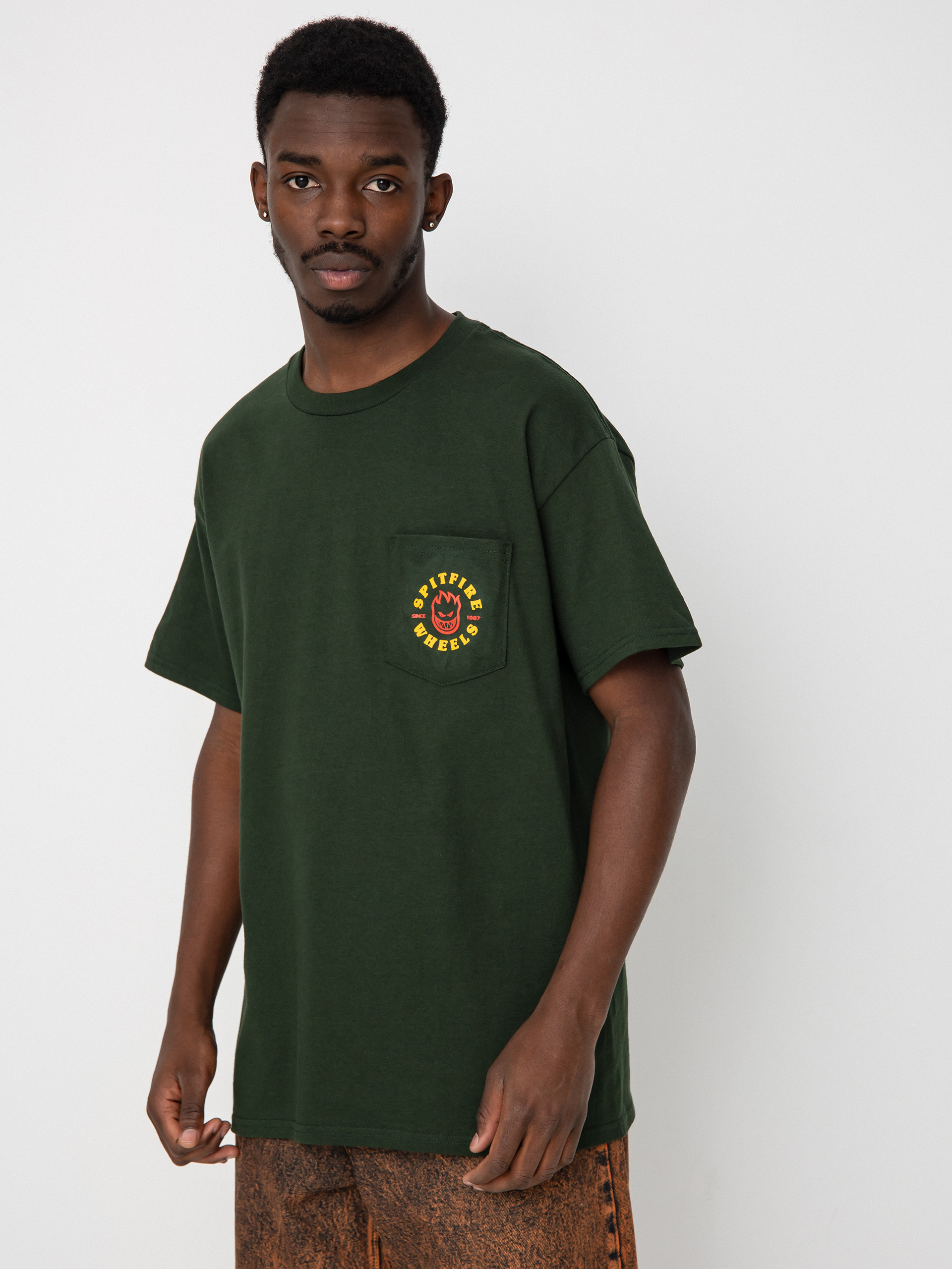 Spitfire Bighead Classic póló (forrest green w/gold & red prints)