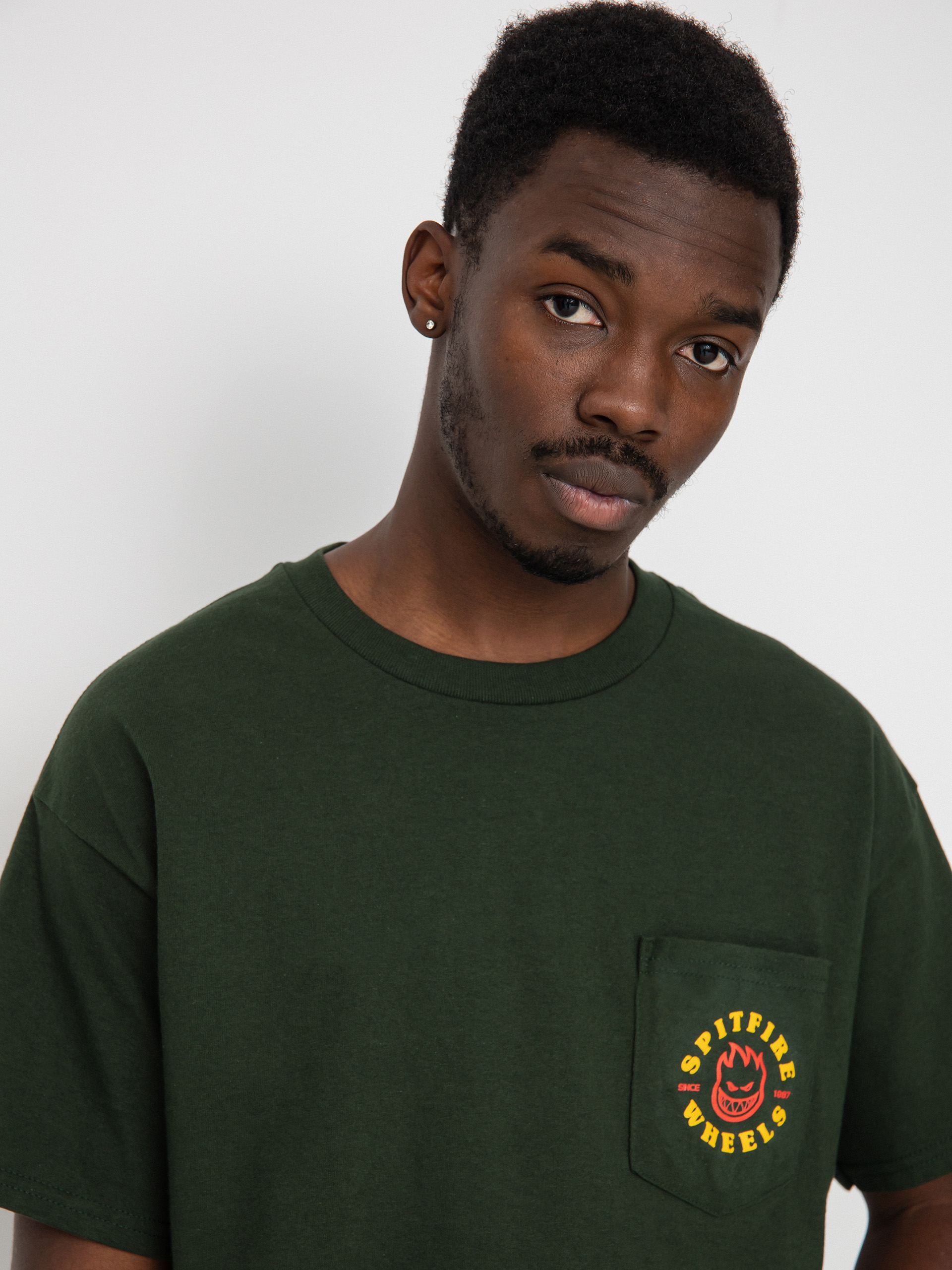 Spitfire Bighead Classic póló (forrest green w/gold & red prints)