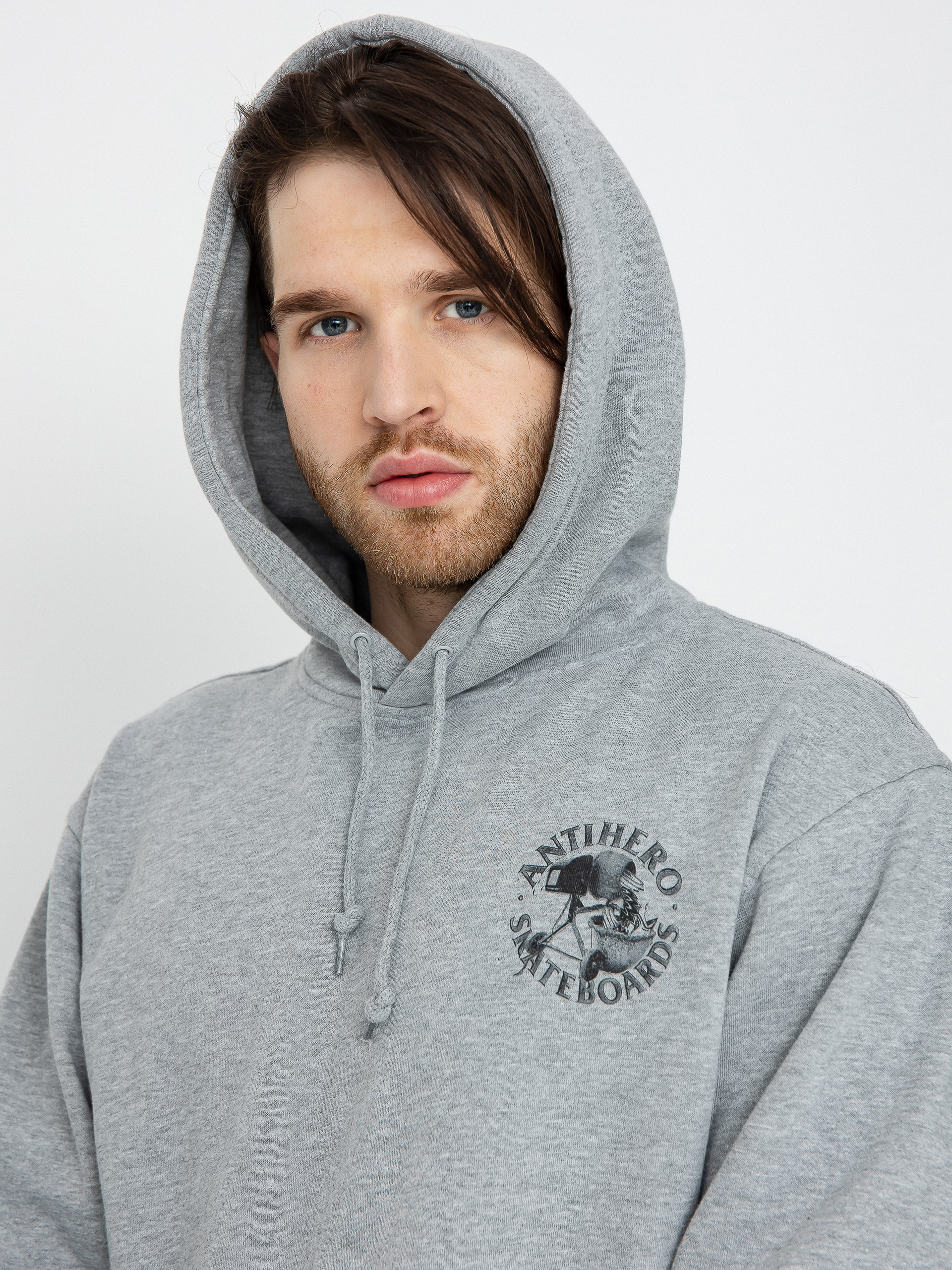 Antihero Diy Eagle HD Kapucnis pulóver (heather grey w/black prints)