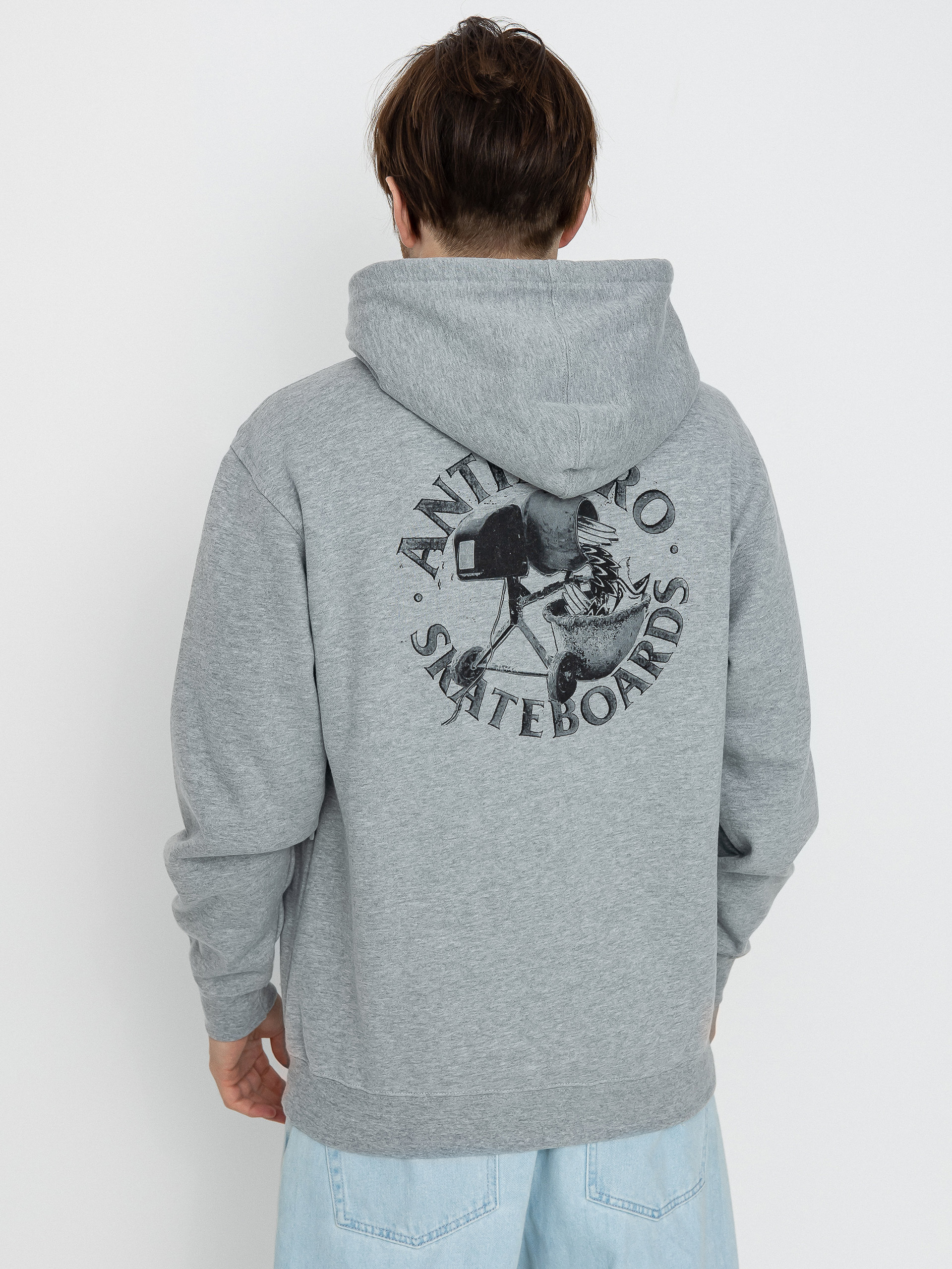 Antihero Diy Eagle HD Kapucnis pulóver (heather grey w/black prints)