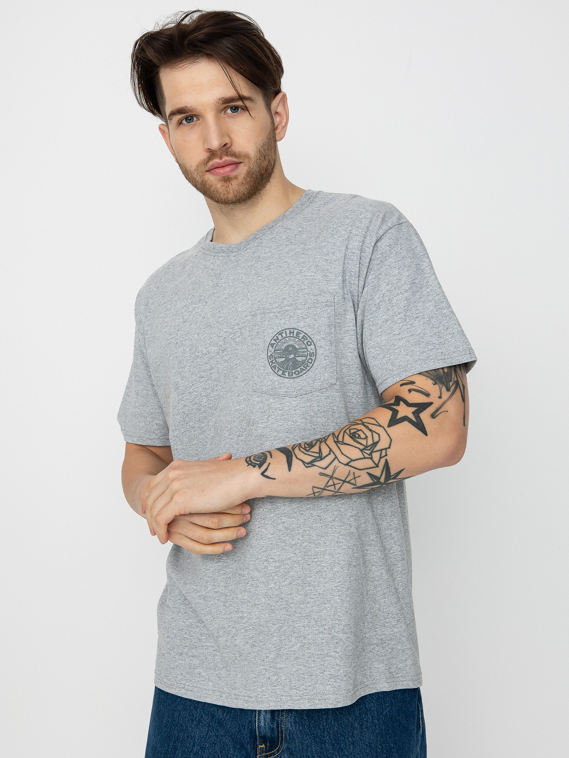 Antihero Stay Ready Dbl póló (athletic heather w/grey prints)