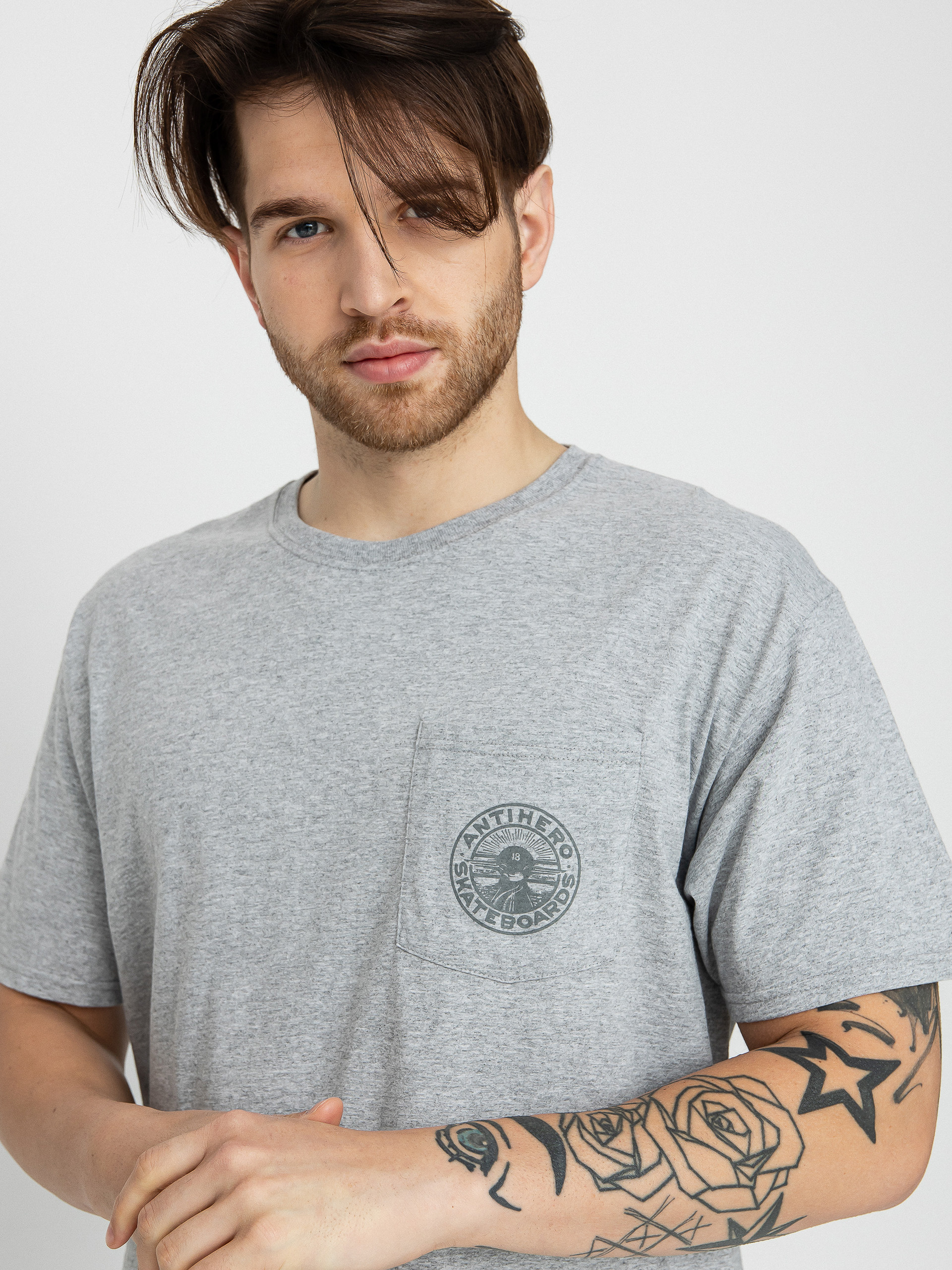 Antihero Stay Ready Dbl póló (athletic heather w/grey prints)