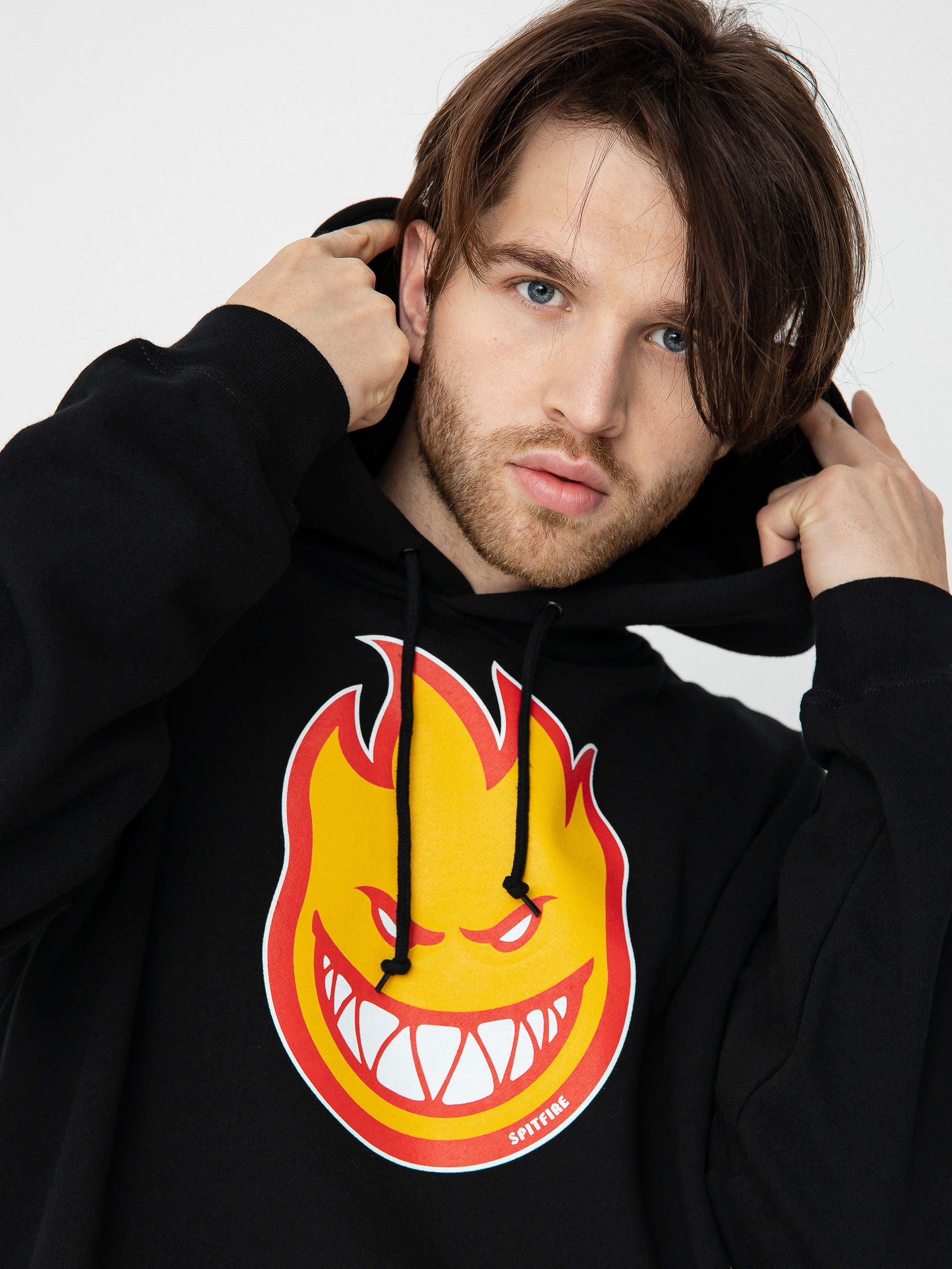 Spitfire Bighead Fill HD Kapucnis pulóver (black w/gold & red print)