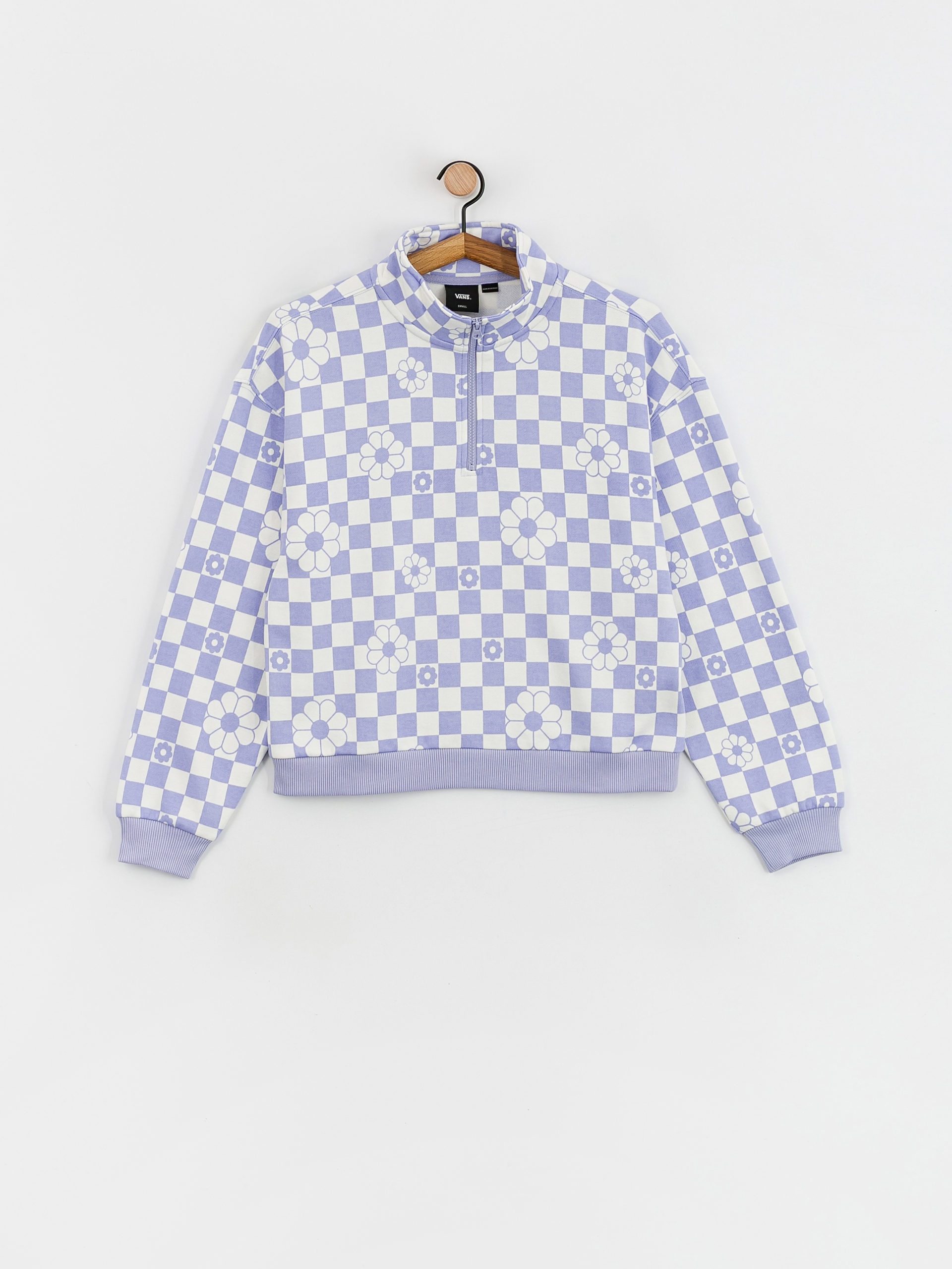 Vans Fairlands Mock Neck Pulóver Wmn (floral checkerboard sweet lavender)
