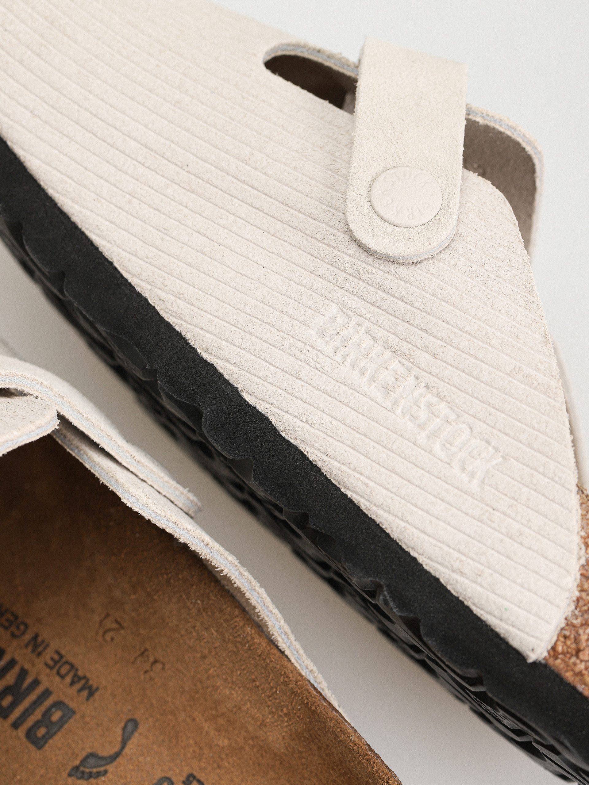 Birkenstock Boston Suede Embossed Narrow Flip-flop papucsok Wmn (corduroy antique white)