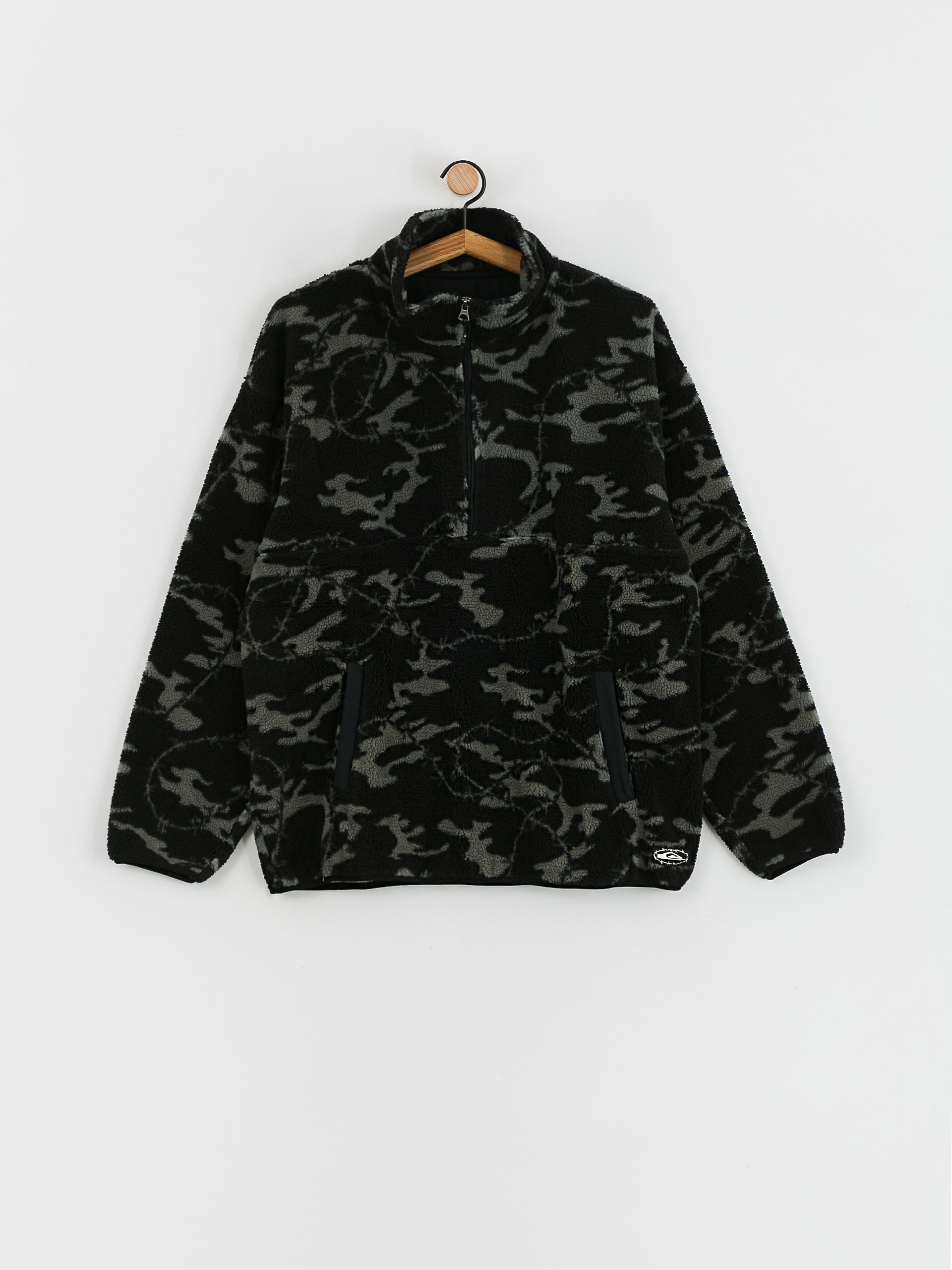 Férfi Quiksilver Mikey Zip Sherpa Polár pulóver (black mongrel)