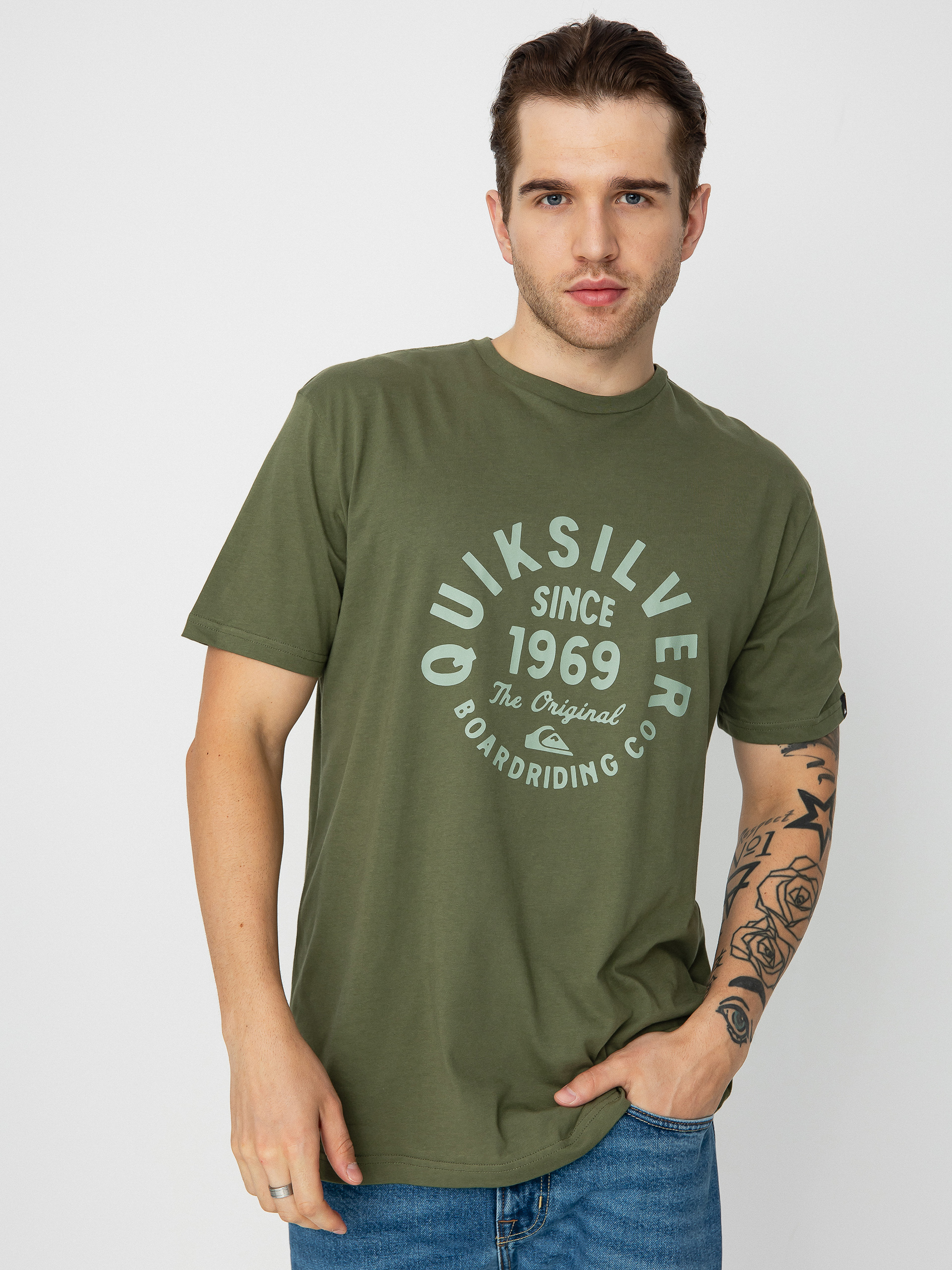 Quiksilver Circled Script Front póló (four leaf clover)