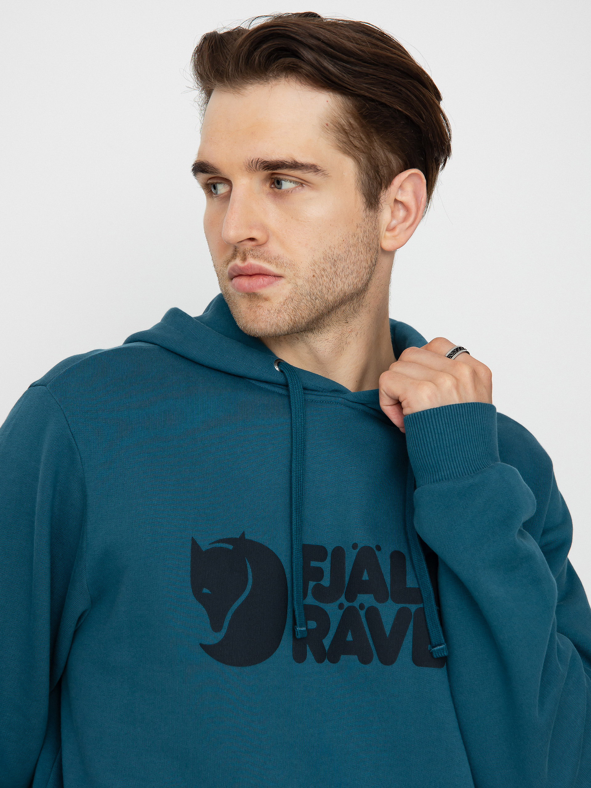 Fjallraven Logo HD Kapucnis pulóver (deep sea)