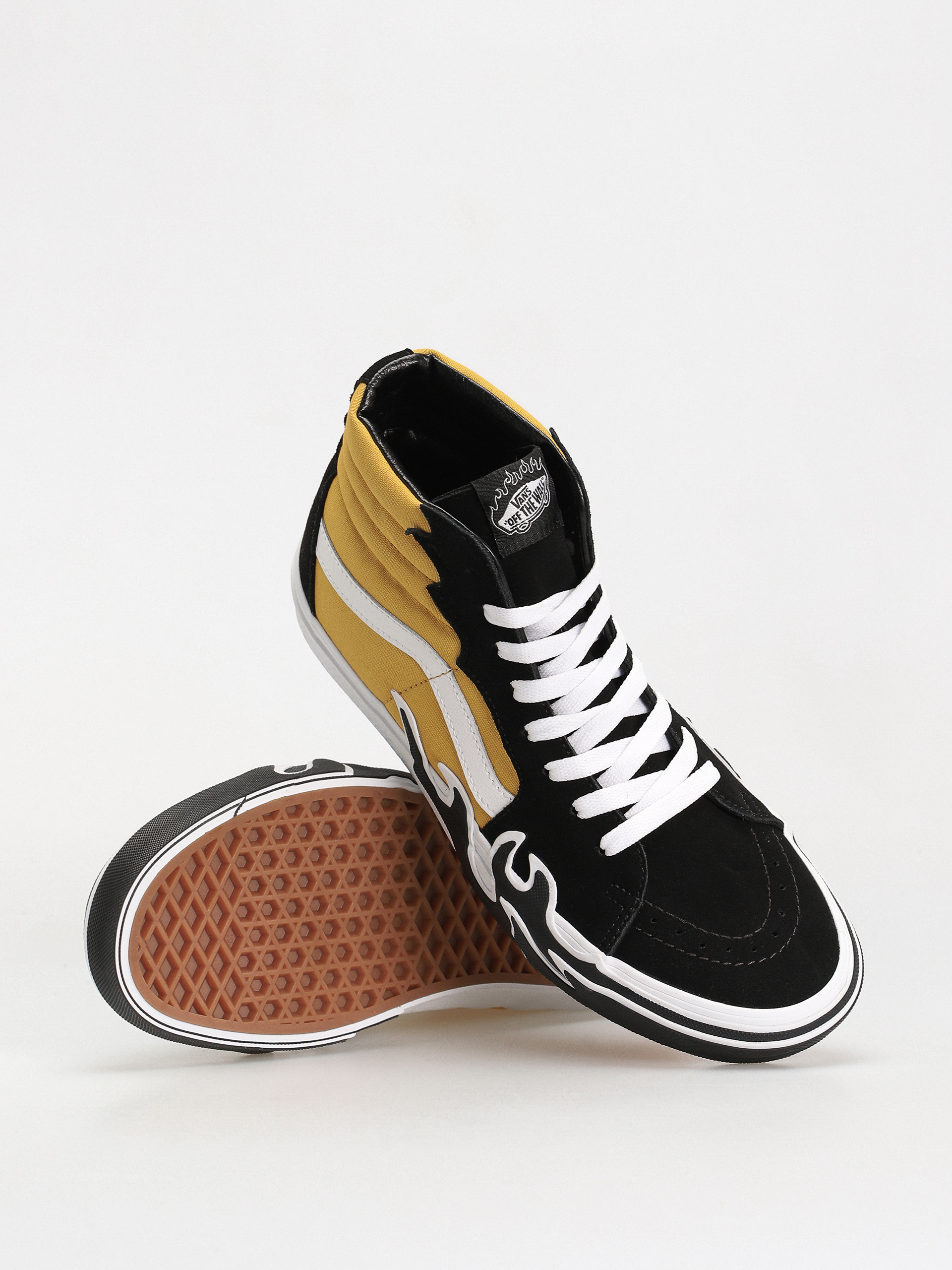 Vans Sk8 Hi Flame Cipők (black/yellow)