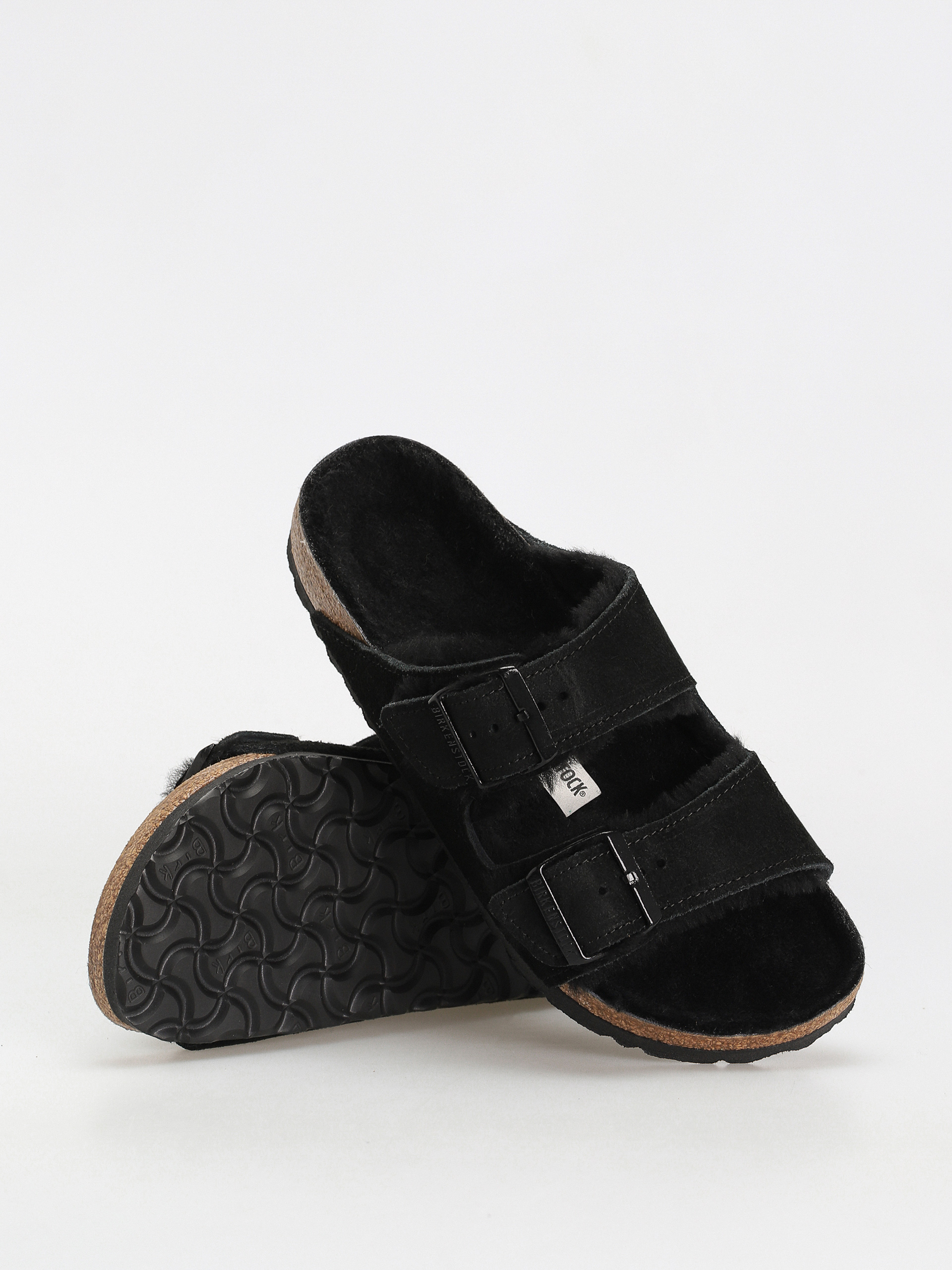 Birkenstock Arizona Suede Leather Narrow Flip-flop papucsok Wmn (black)