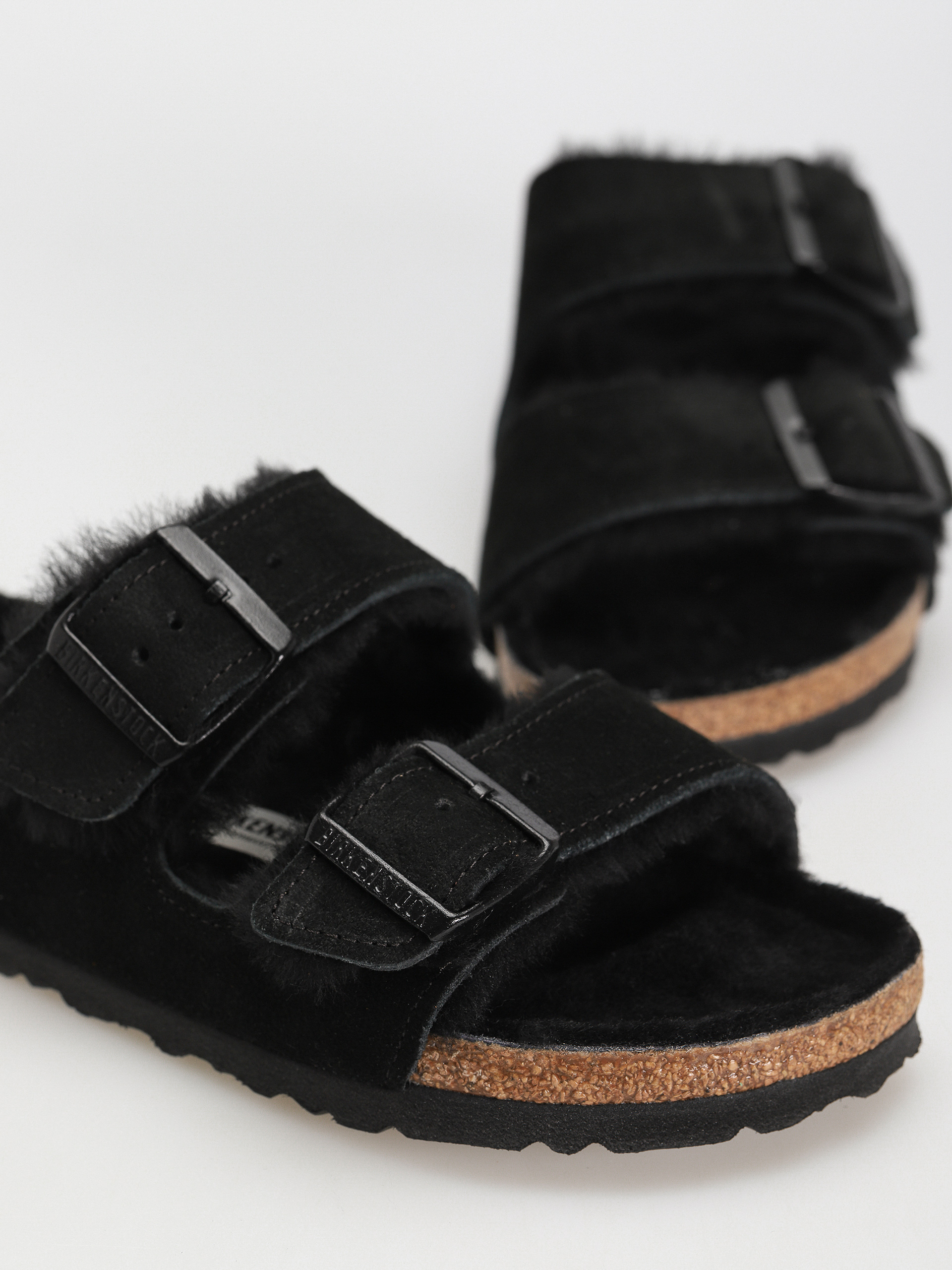 Birkenstock Arizona Suede Leather Narrow Flip-flop papucsok Wmn (black)