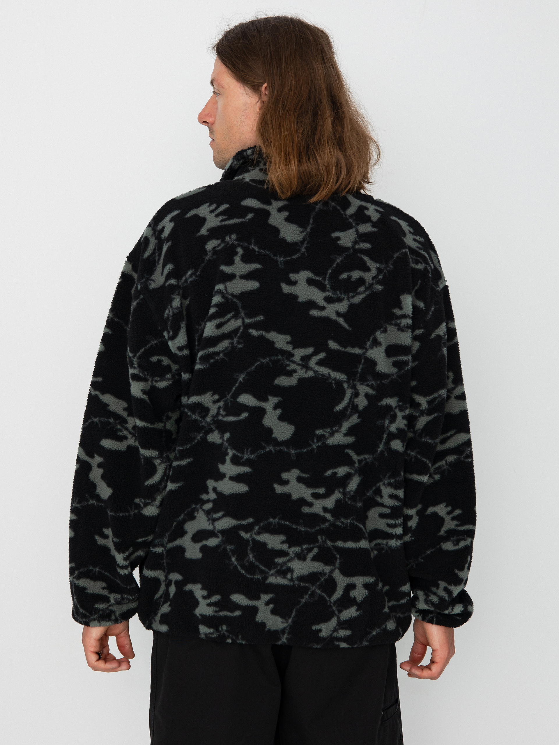 Férfi Quiksilver Mikey Zip Sherpa Polár pulóver (black mongrel)