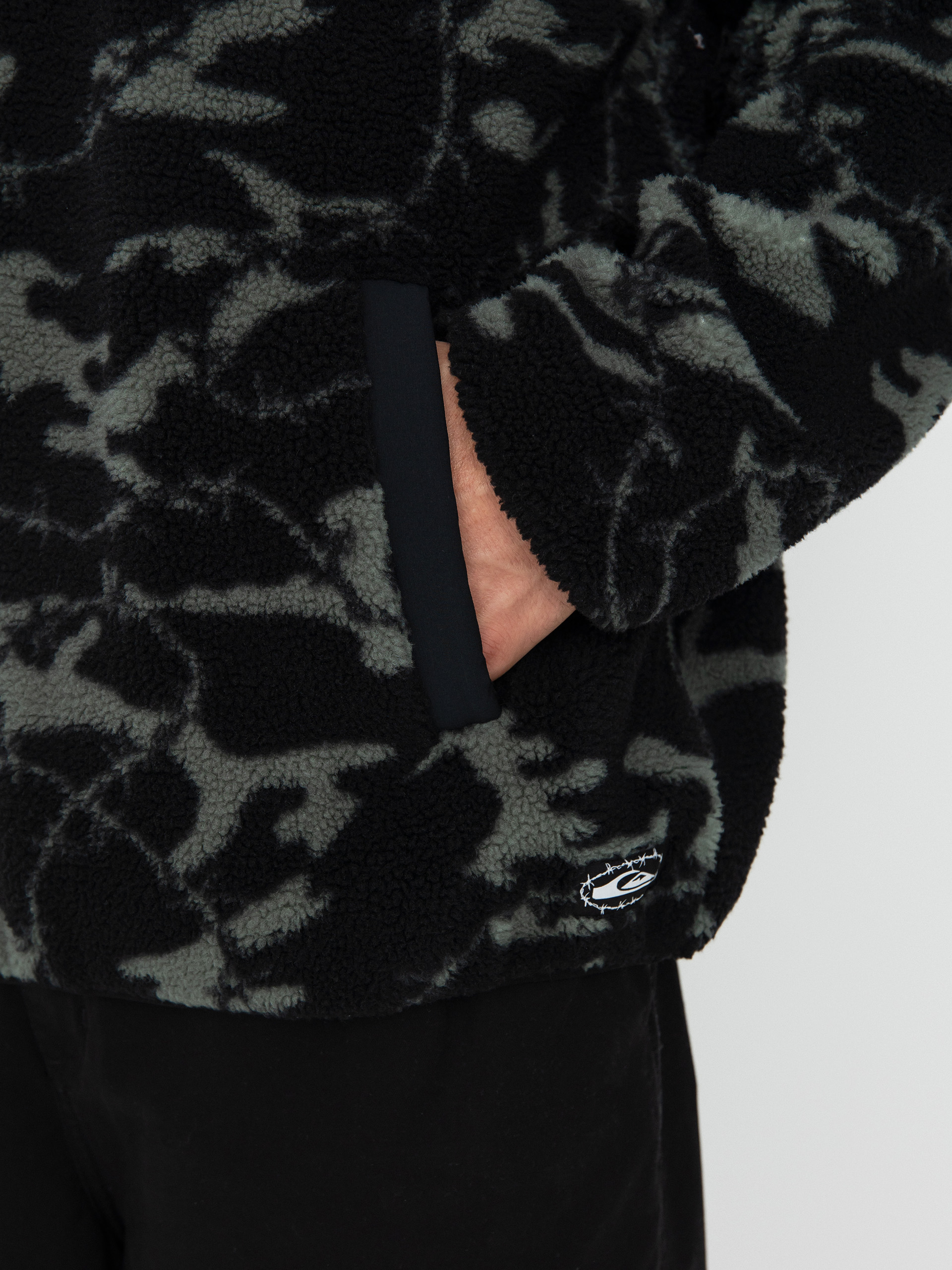 Férfi Quiksilver Mikey Zip Sherpa Polár pulóver (black mongrel)