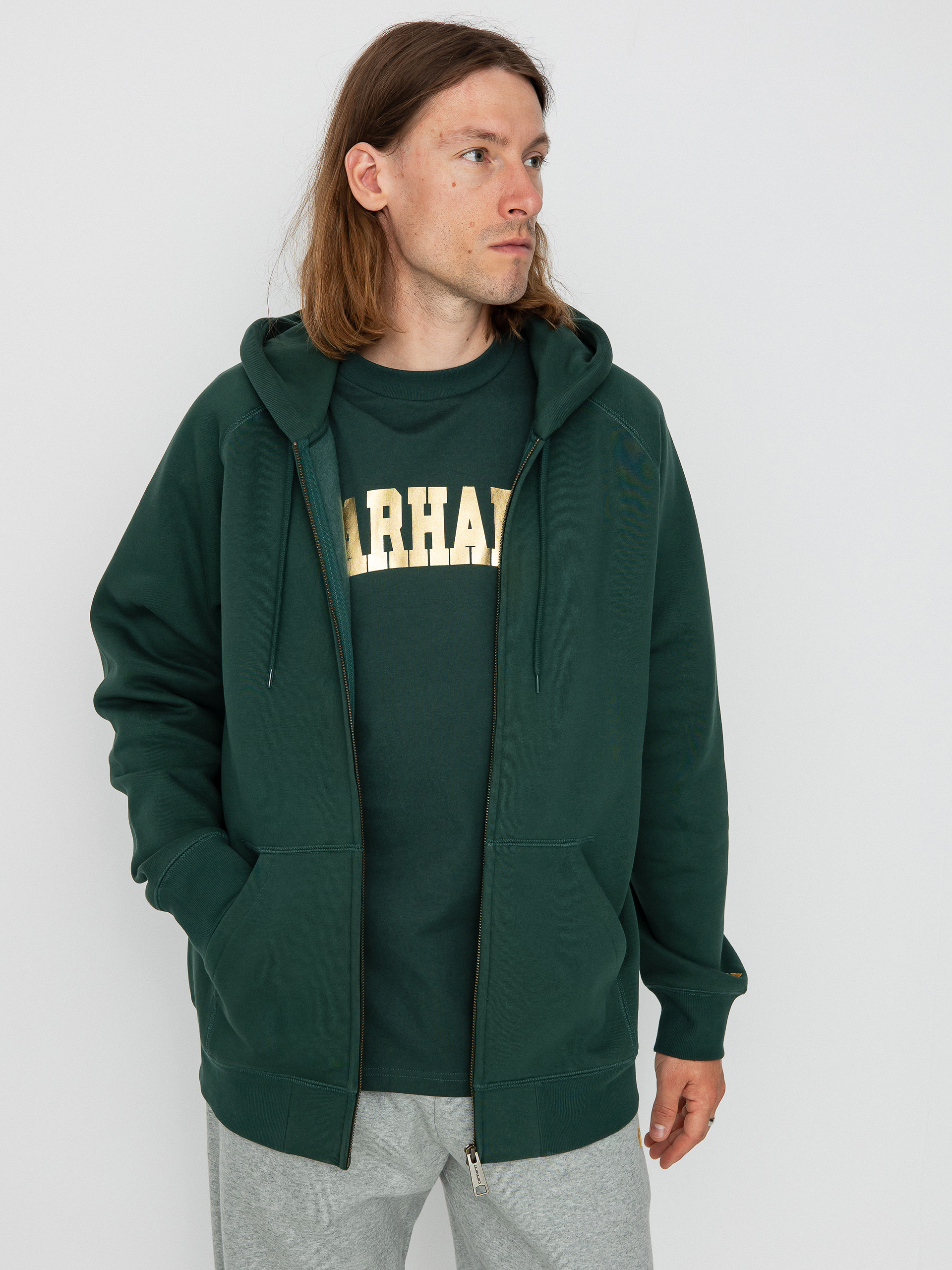 Carhartt WIP Chase ZHD Kapucnis pulóver (discovery green/gold)