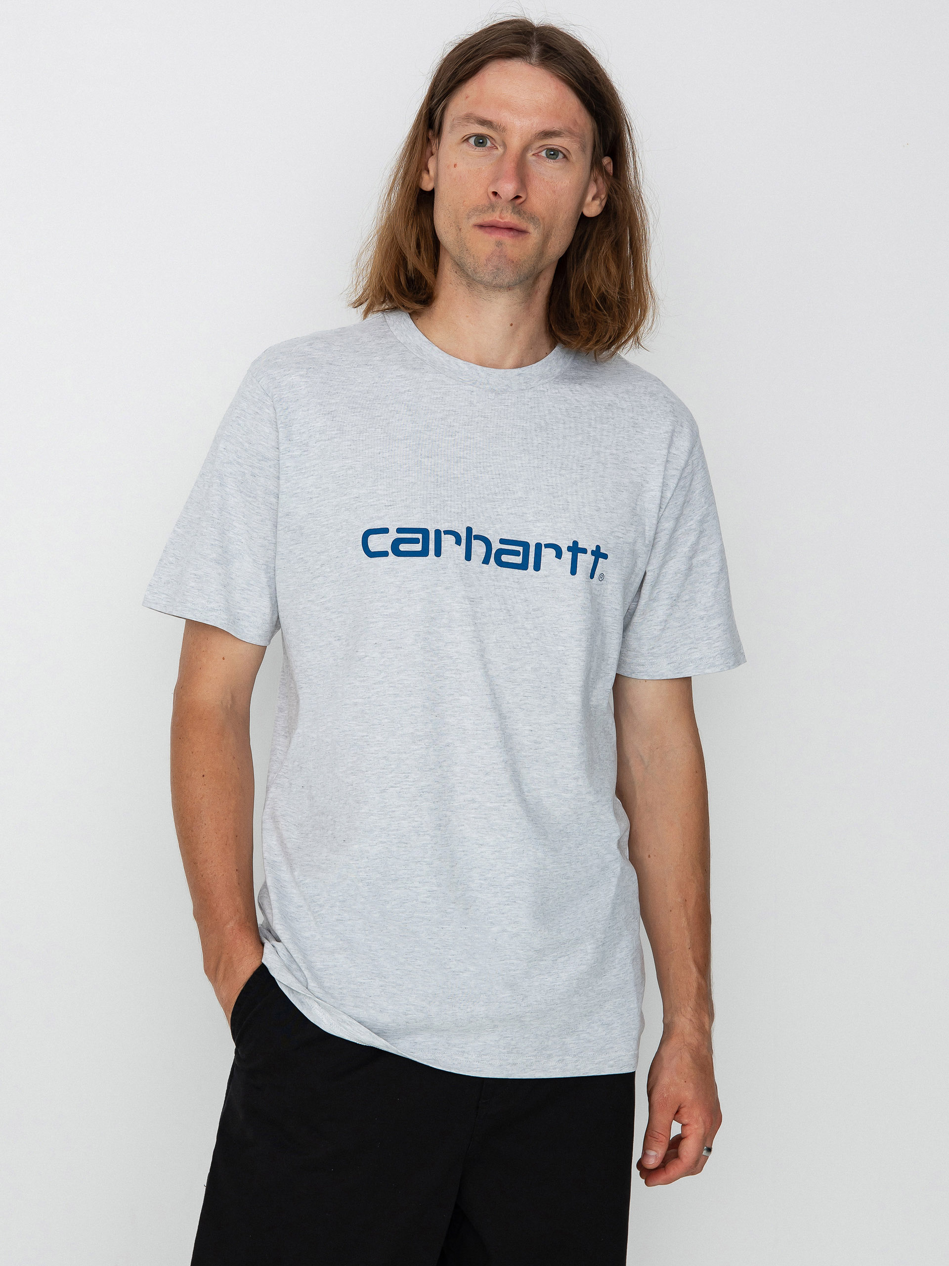 Carhartt WIP Script póló (ash heather/liberty)