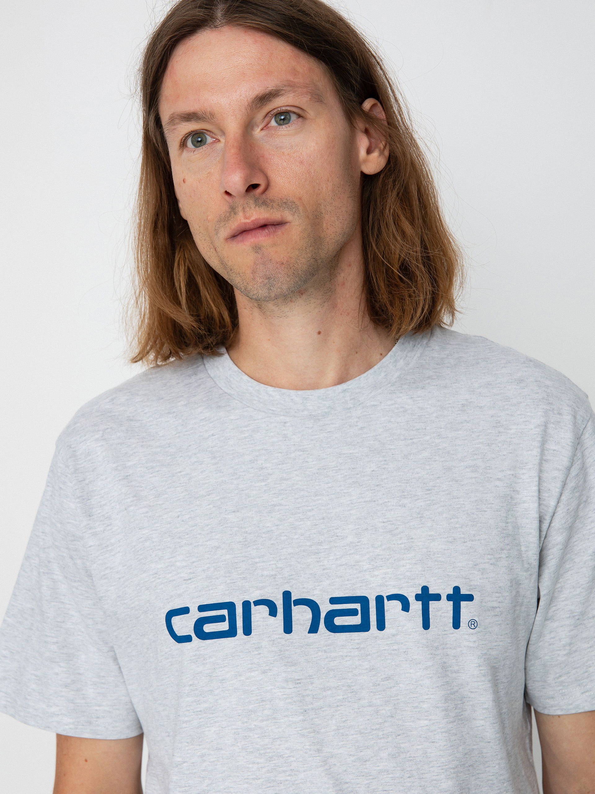 Carhartt WIP Script póló (ash heather/liberty)