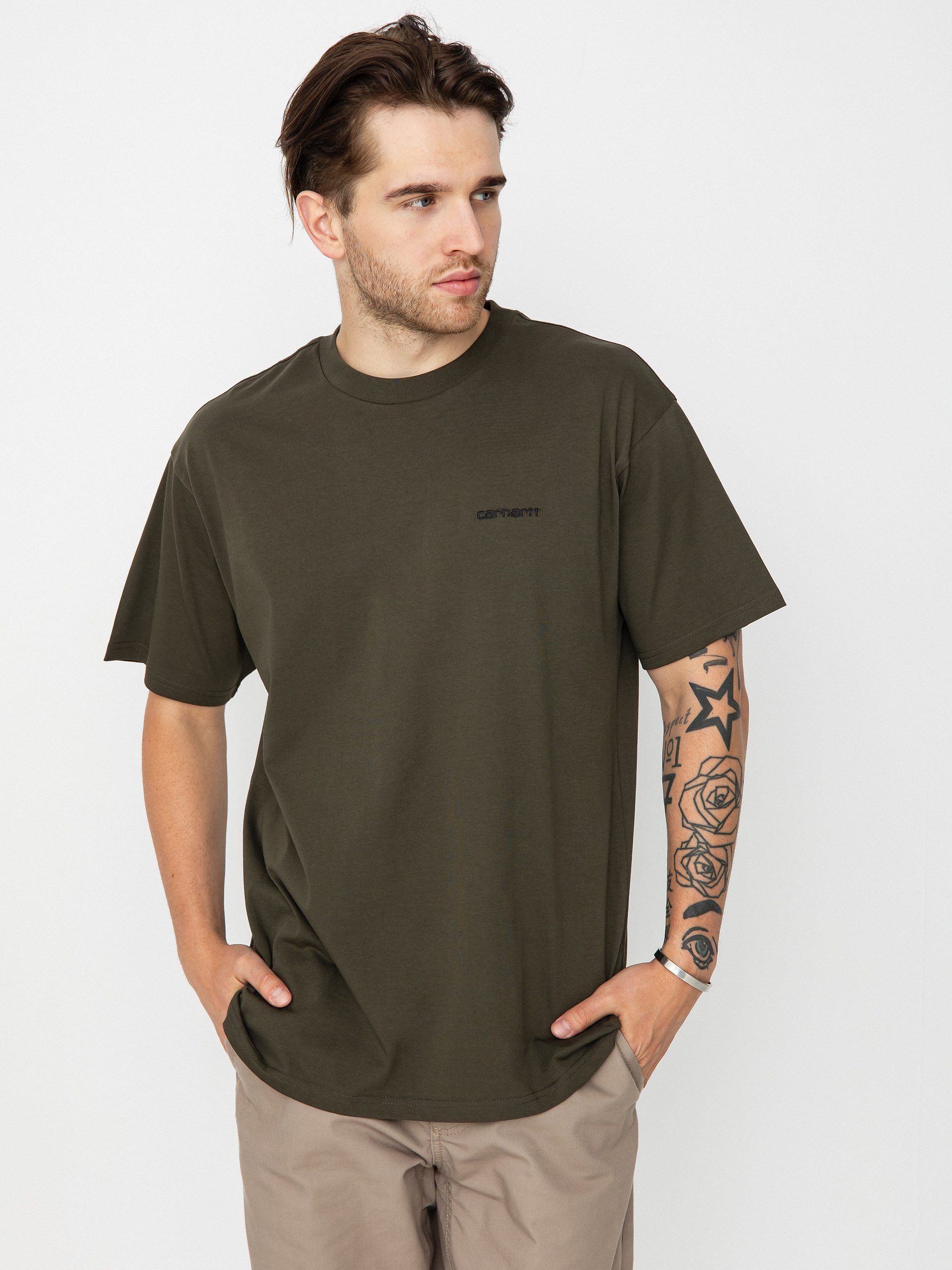 Carhartt WIP Script Embroidery pu00f3lu00f3 (cypress/black)