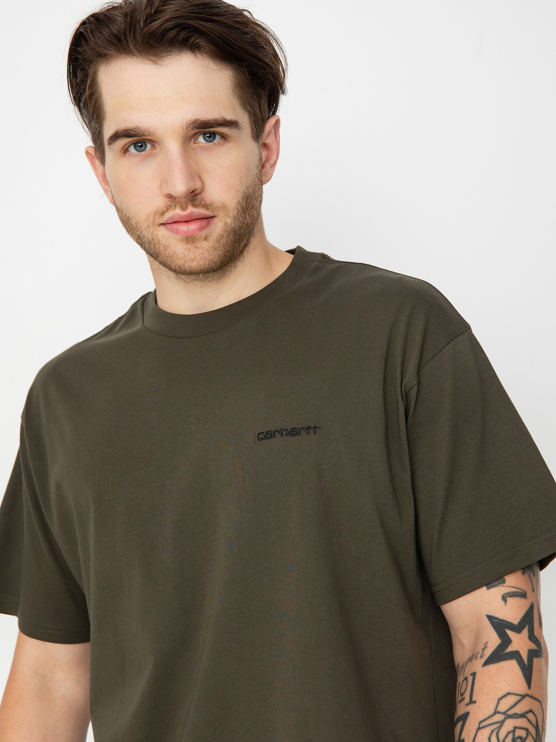 Carhartt WIP Script Embroidery póló (cypress/black)