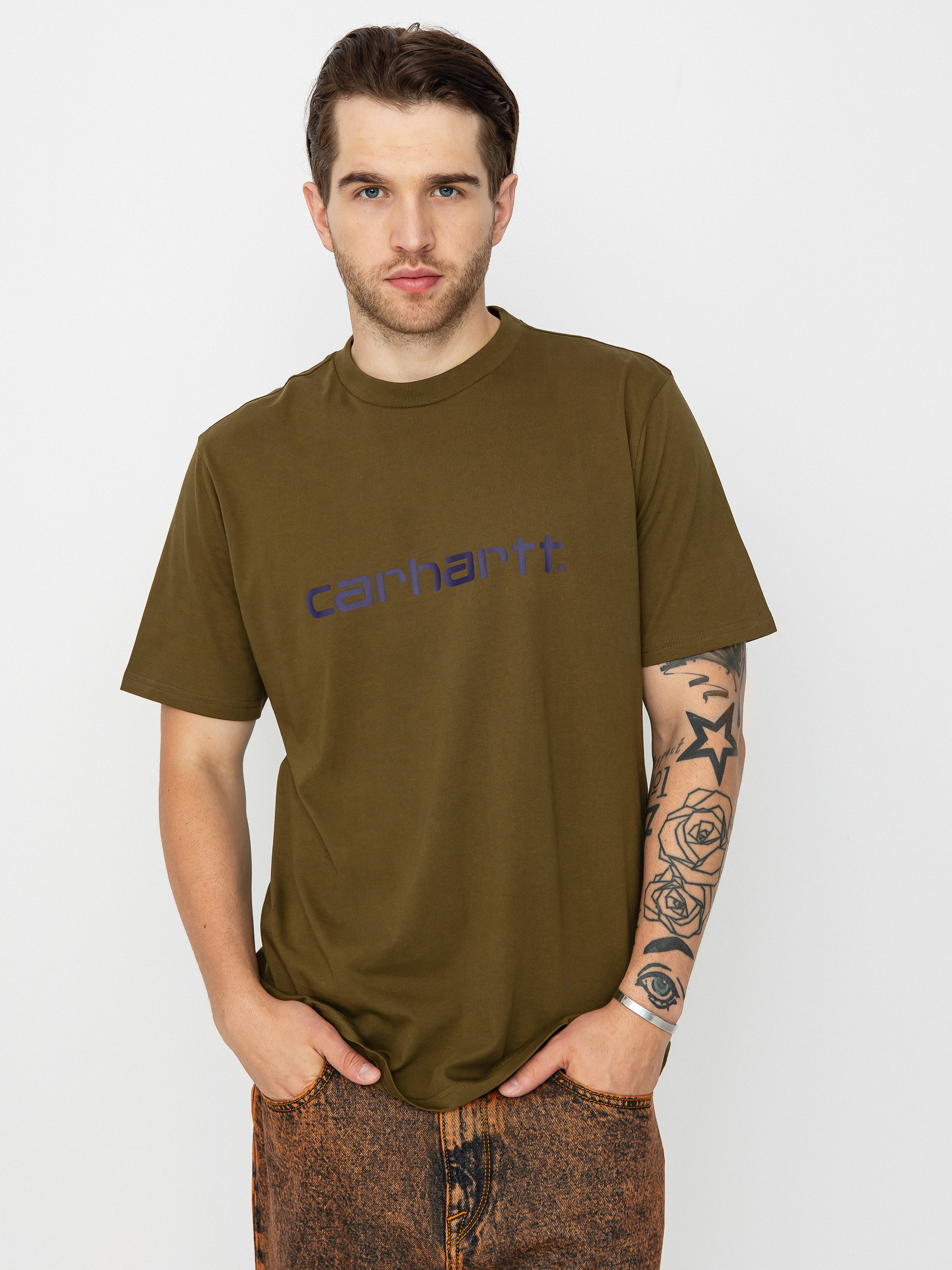 Carhartt WIP Script póló (highland/cassis)