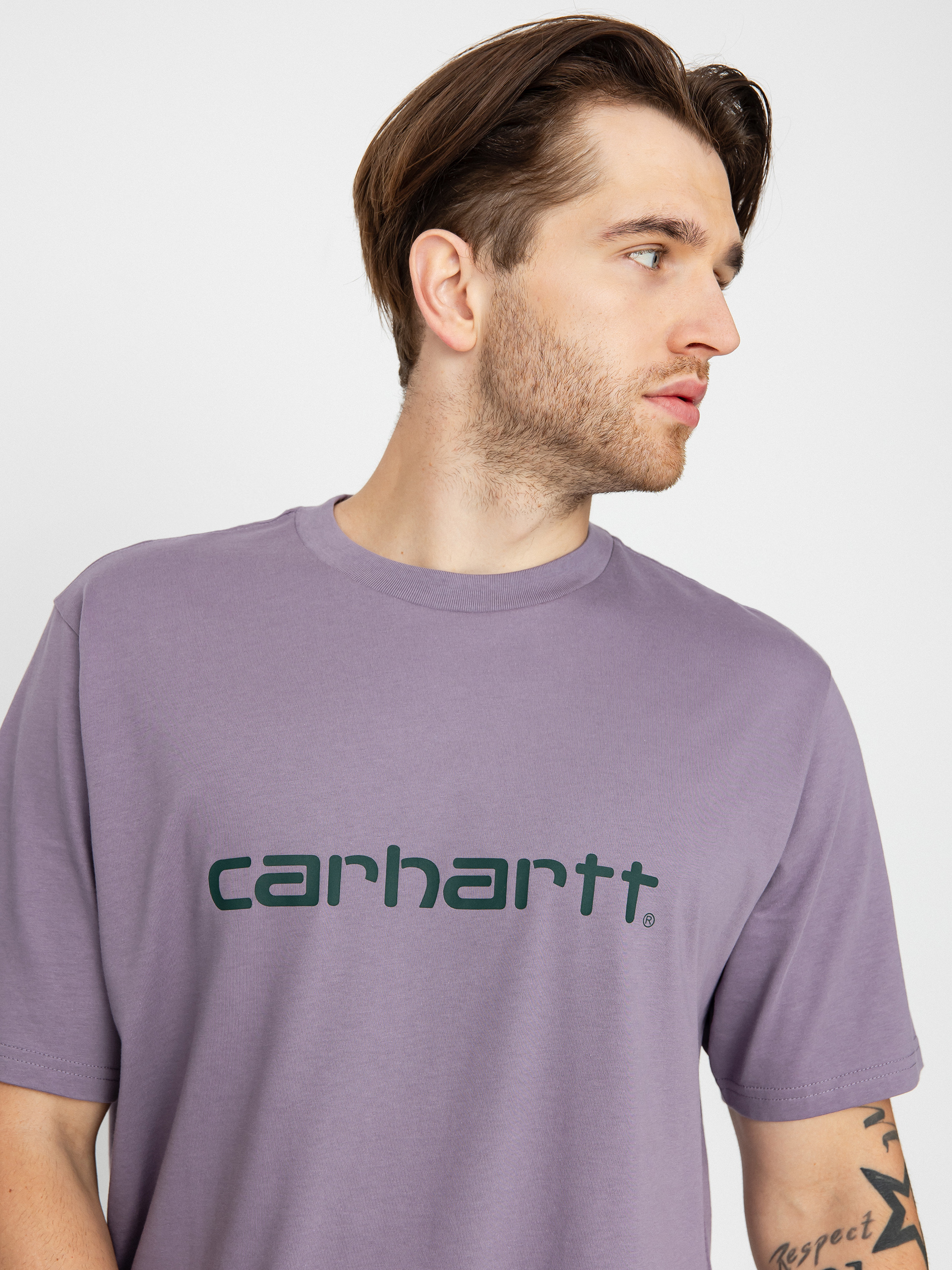 Carhartt WIP Script póló (glassy purple/discovery green)