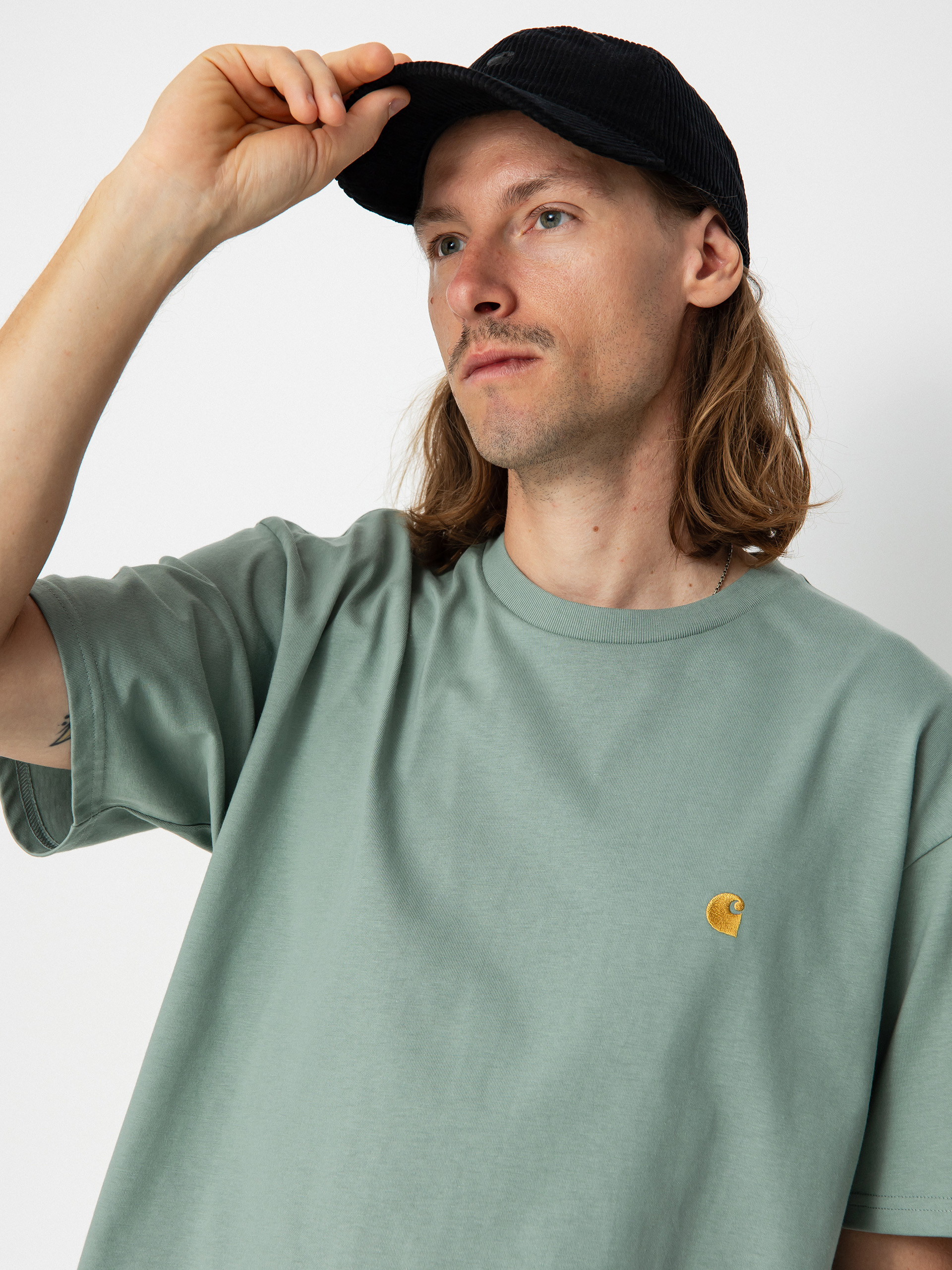 Carhartt WIP Chase póló (glassy teal/gold)