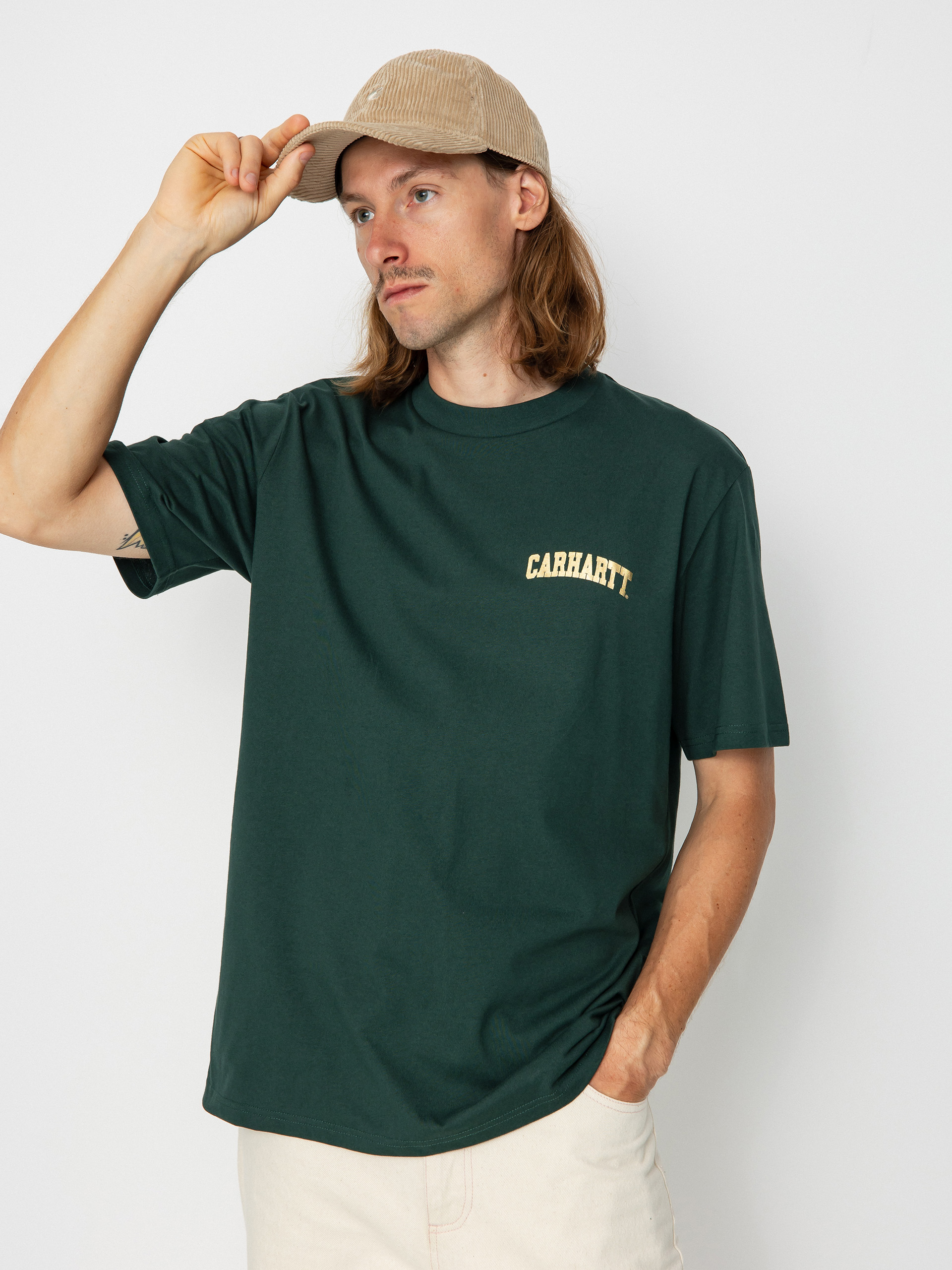 Carhartt WIP University Script póló (discovery green/gold)