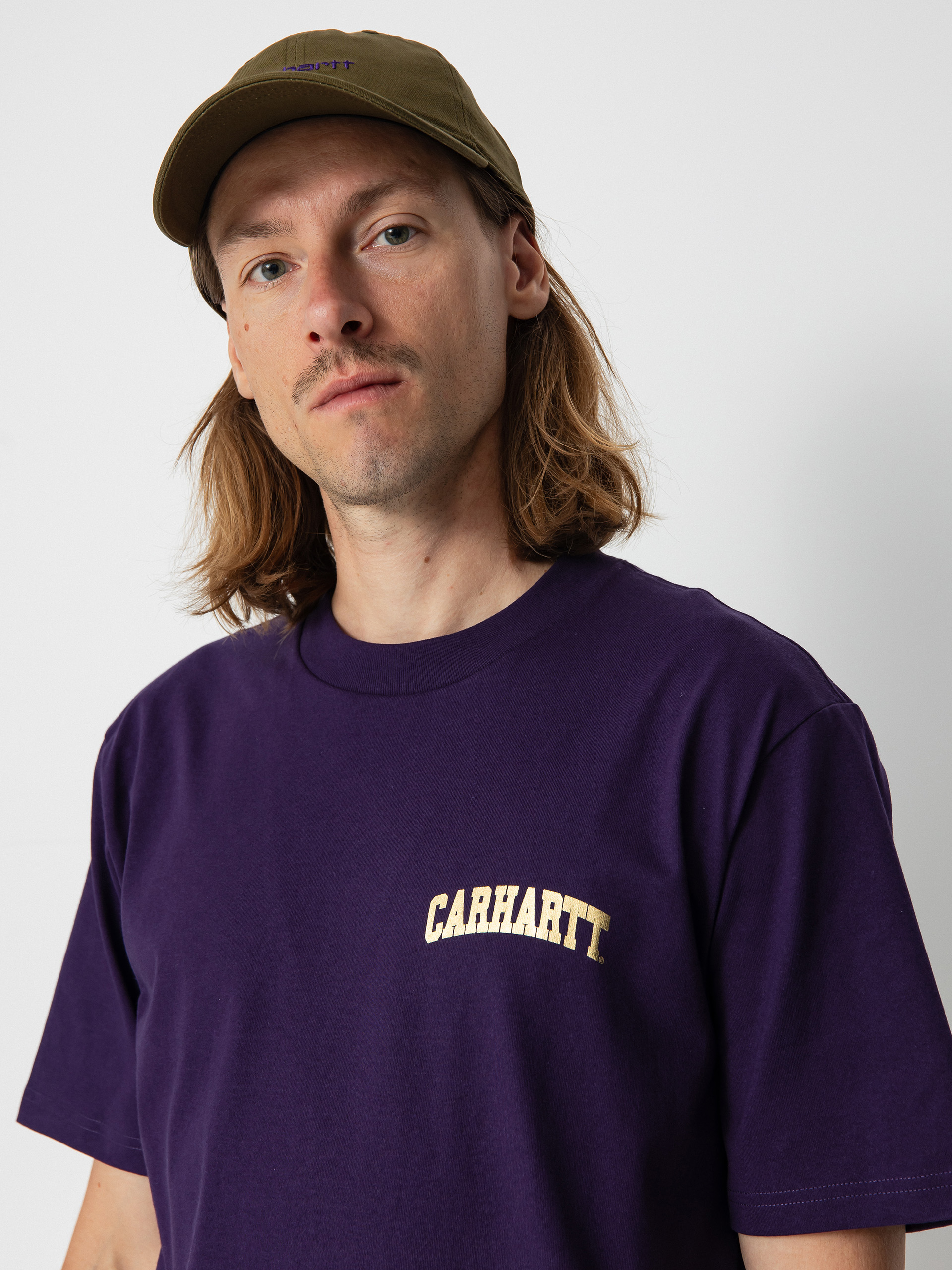 Carhartt WIP University Script póló (cassis/gold)