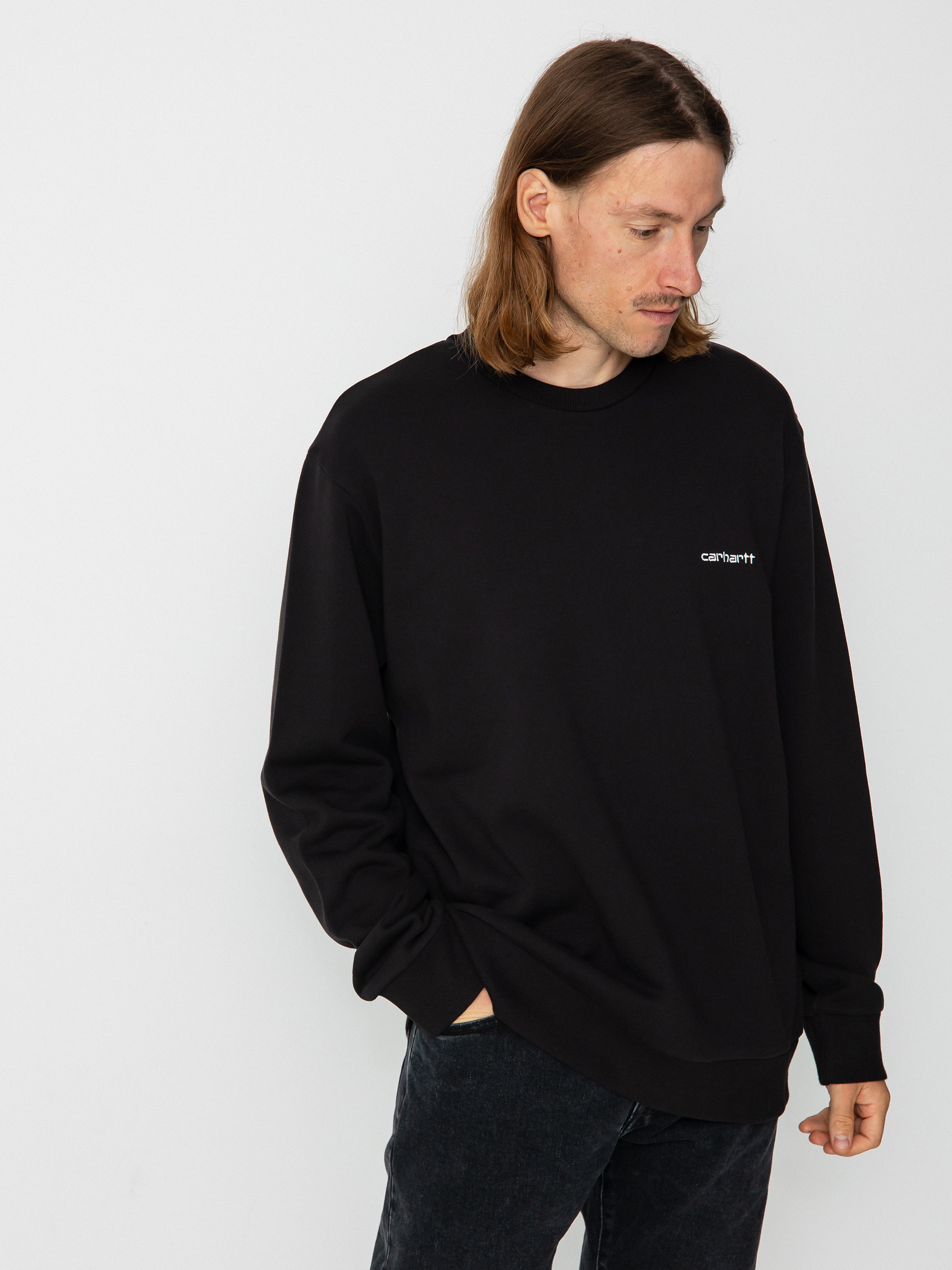 Carhartt WIP Script Embroidery Pulóver (black/white)