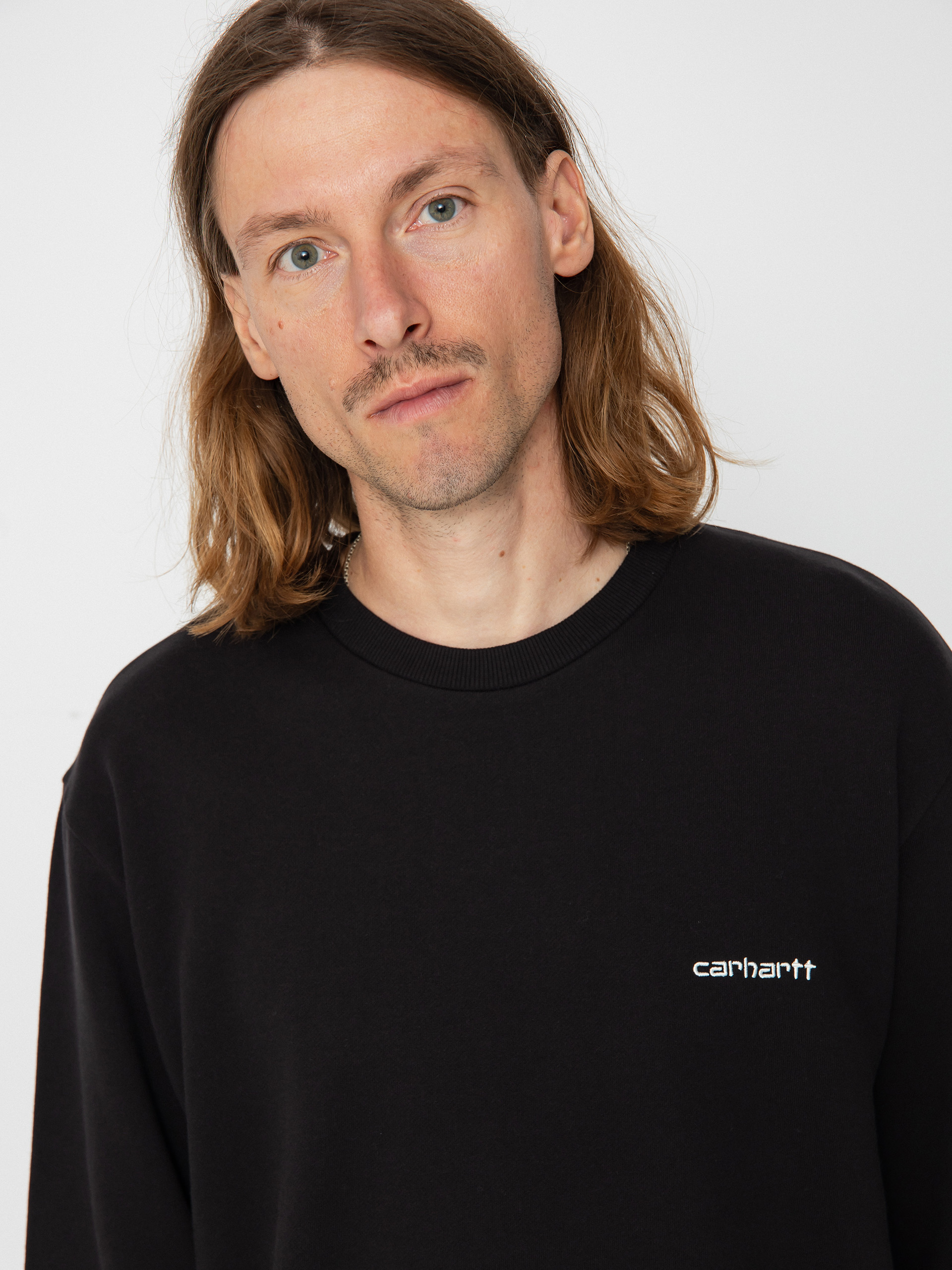 Carhartt WIP Script Embroidery Pulóver (black/white)
