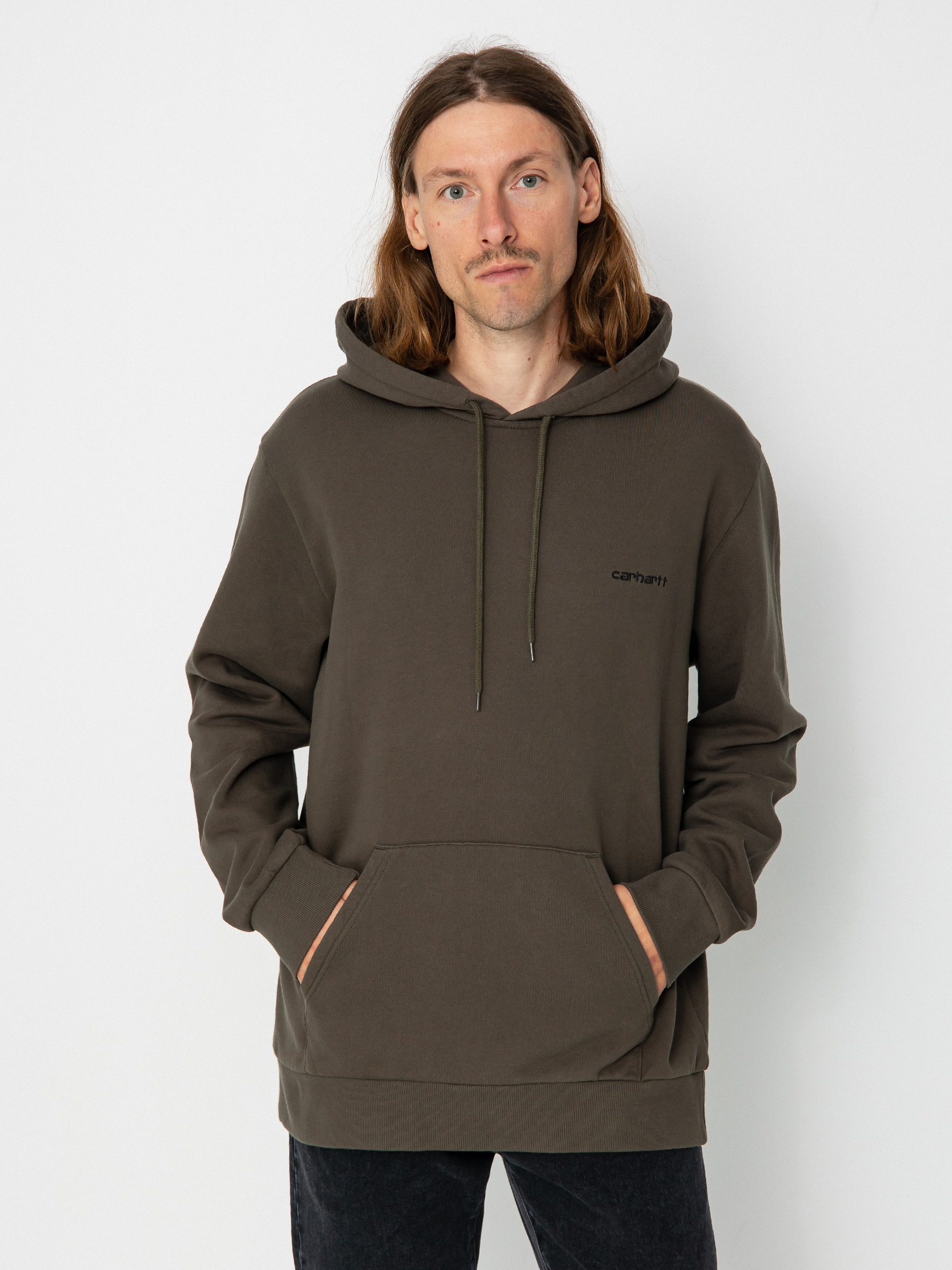 Carhartt WIP Script Embroidery HD Kapucnis pulóver (cypress/black)