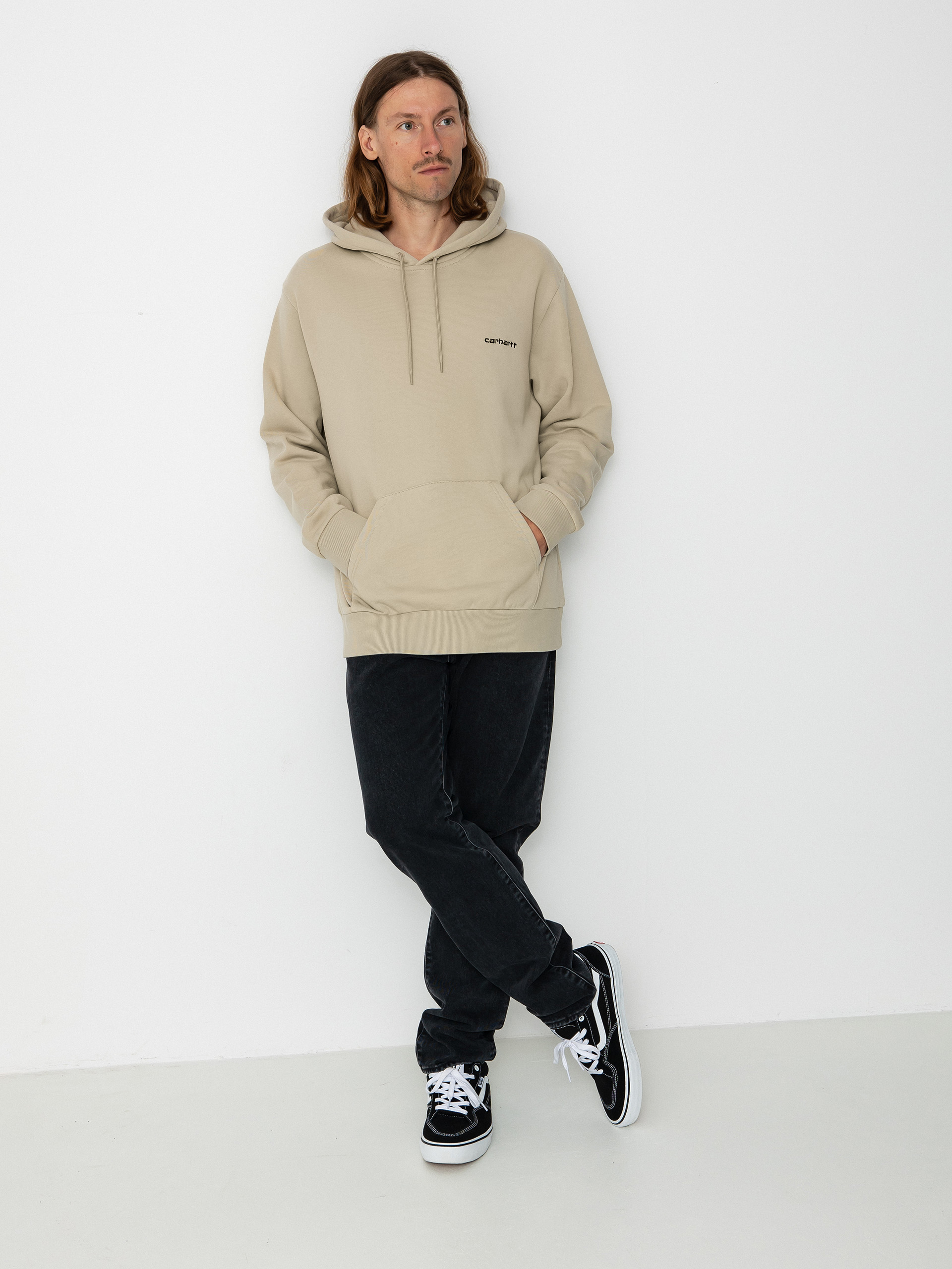 Carhartt WIP Script Embroidery HD Kapucnis pulóver (wall/black)