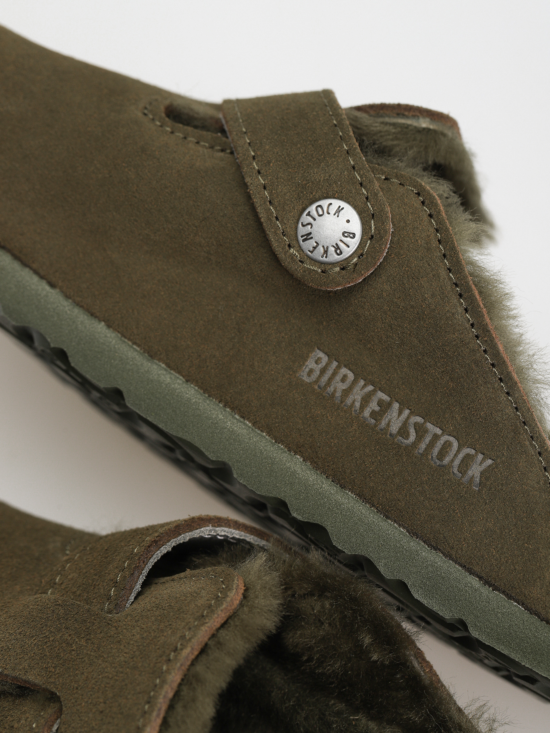 Birkenstock Boston Suede Leather Narrow Flip-flop papucsok Wmn (thyme)